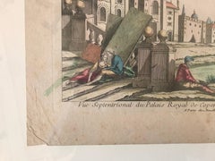 18th Century Vue D’optique Hand-Colored Engraving of the Palais Royal