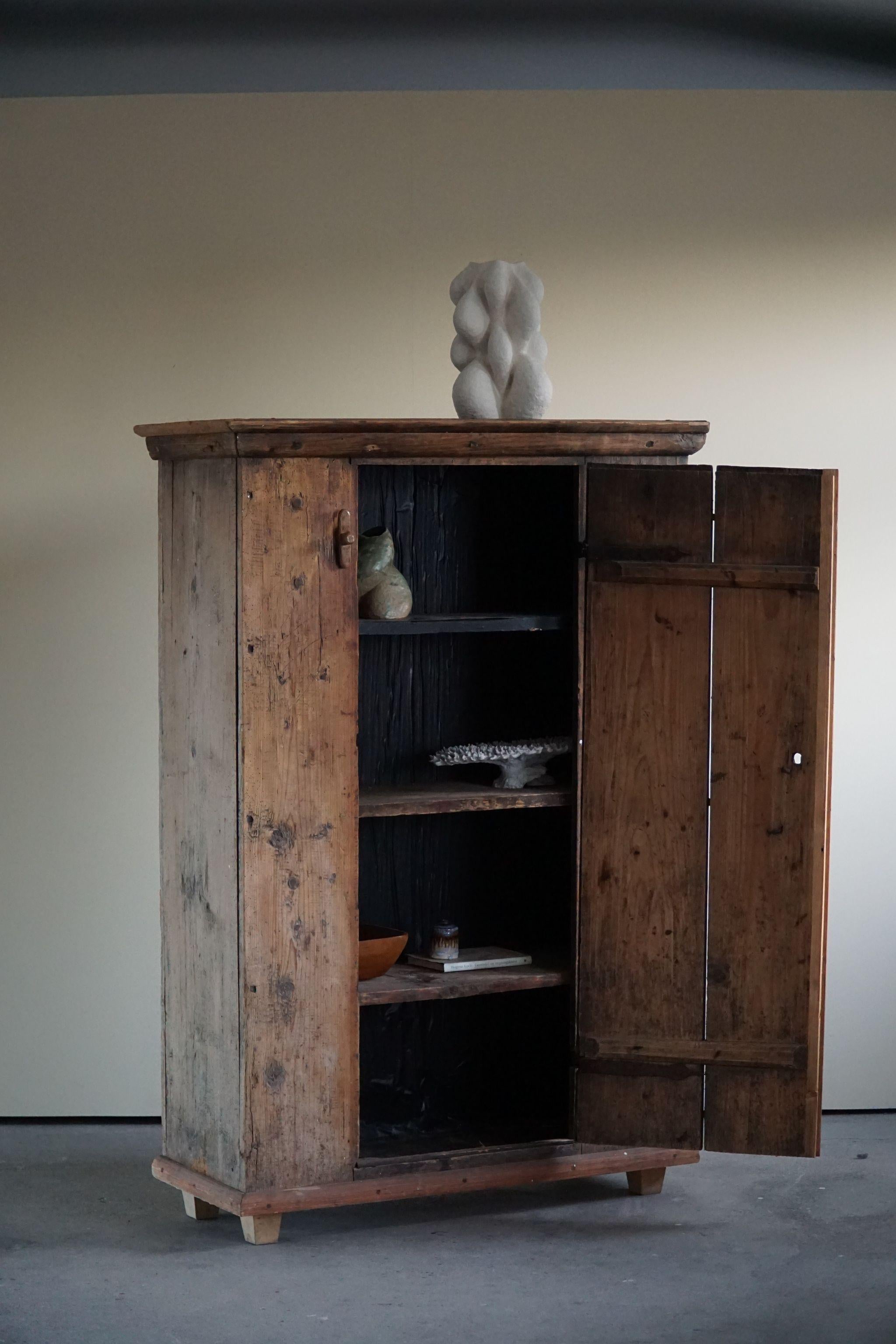 18th Century Wabi Sabi Antique Cabinet in Pine, Handcrafted in Sweden 8