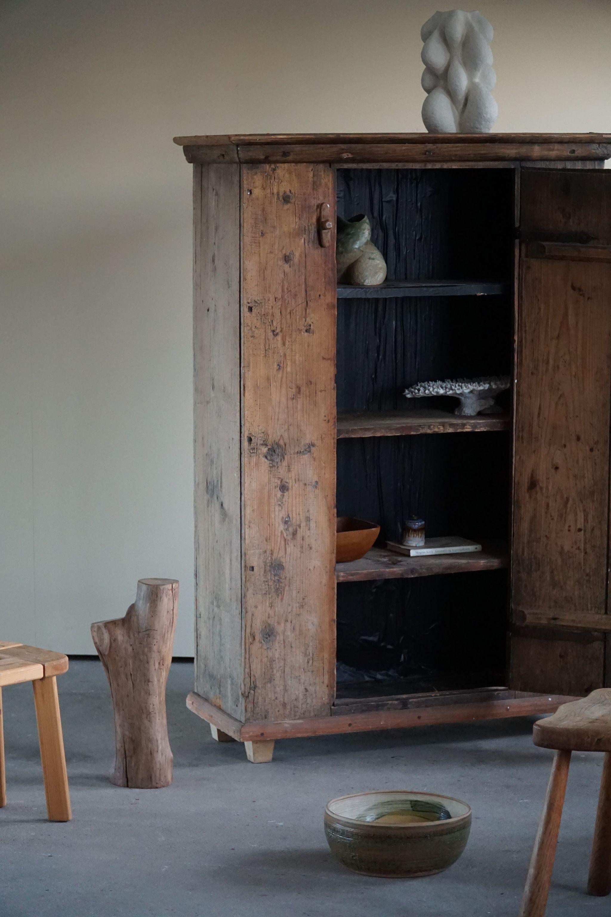18th Century Wabi Sabi Antique Cabinet in Pine, Handcrafted in Sweden 10