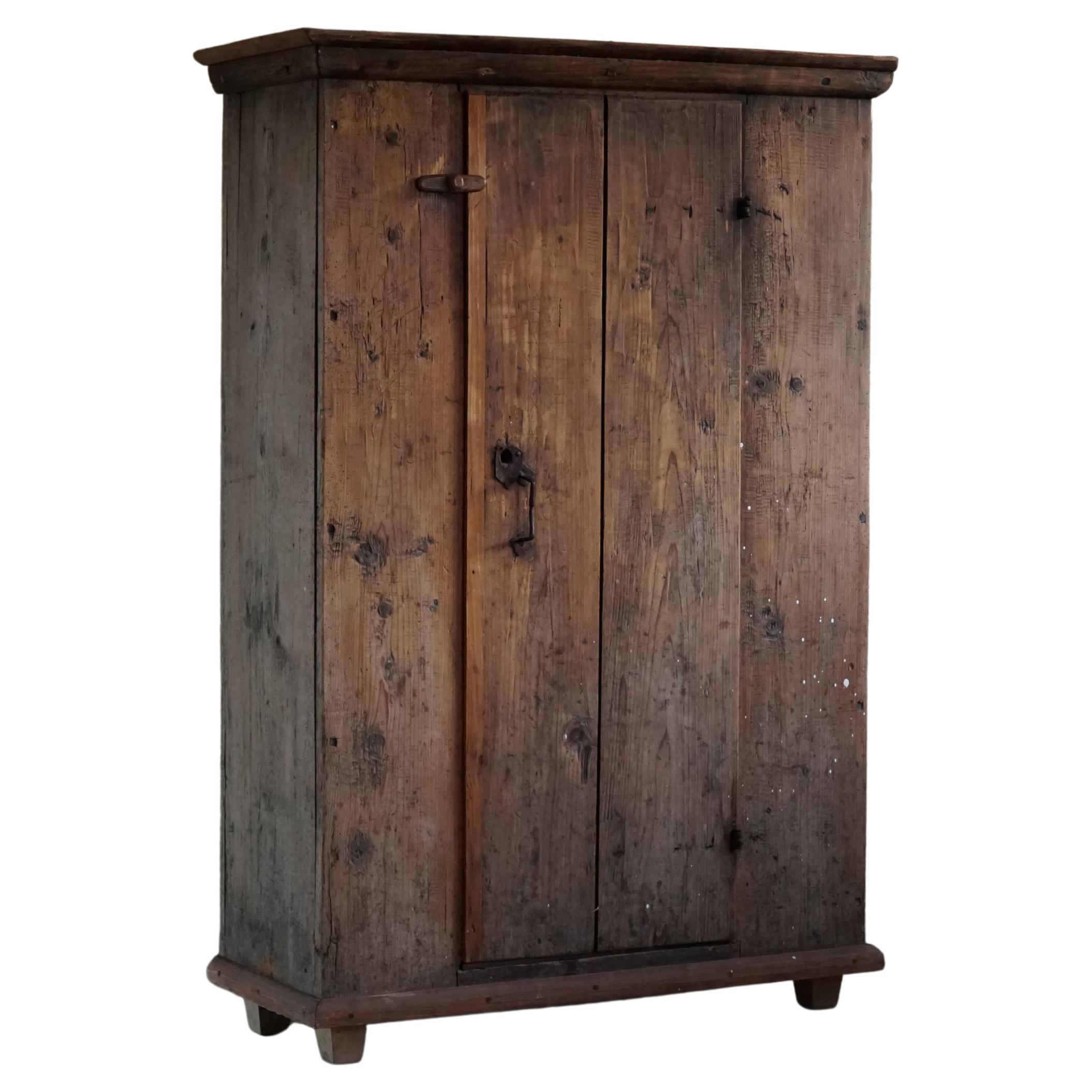 18th Century Wabi Sabi Antique Cabinet in Pine, Handcrafted in Sweden