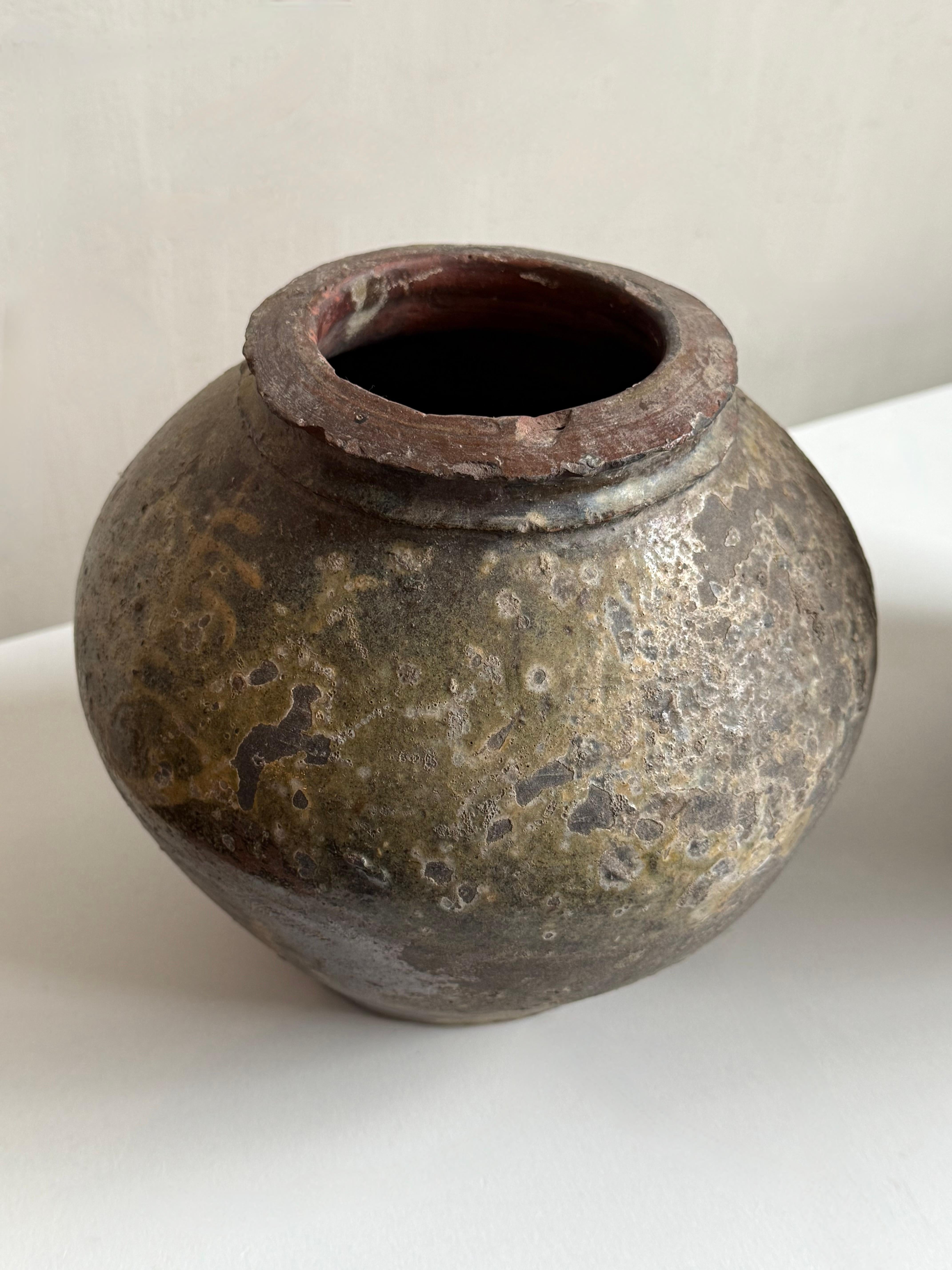 Terracotta Vaso Wabi Sabi del XVIII secolo in vendita