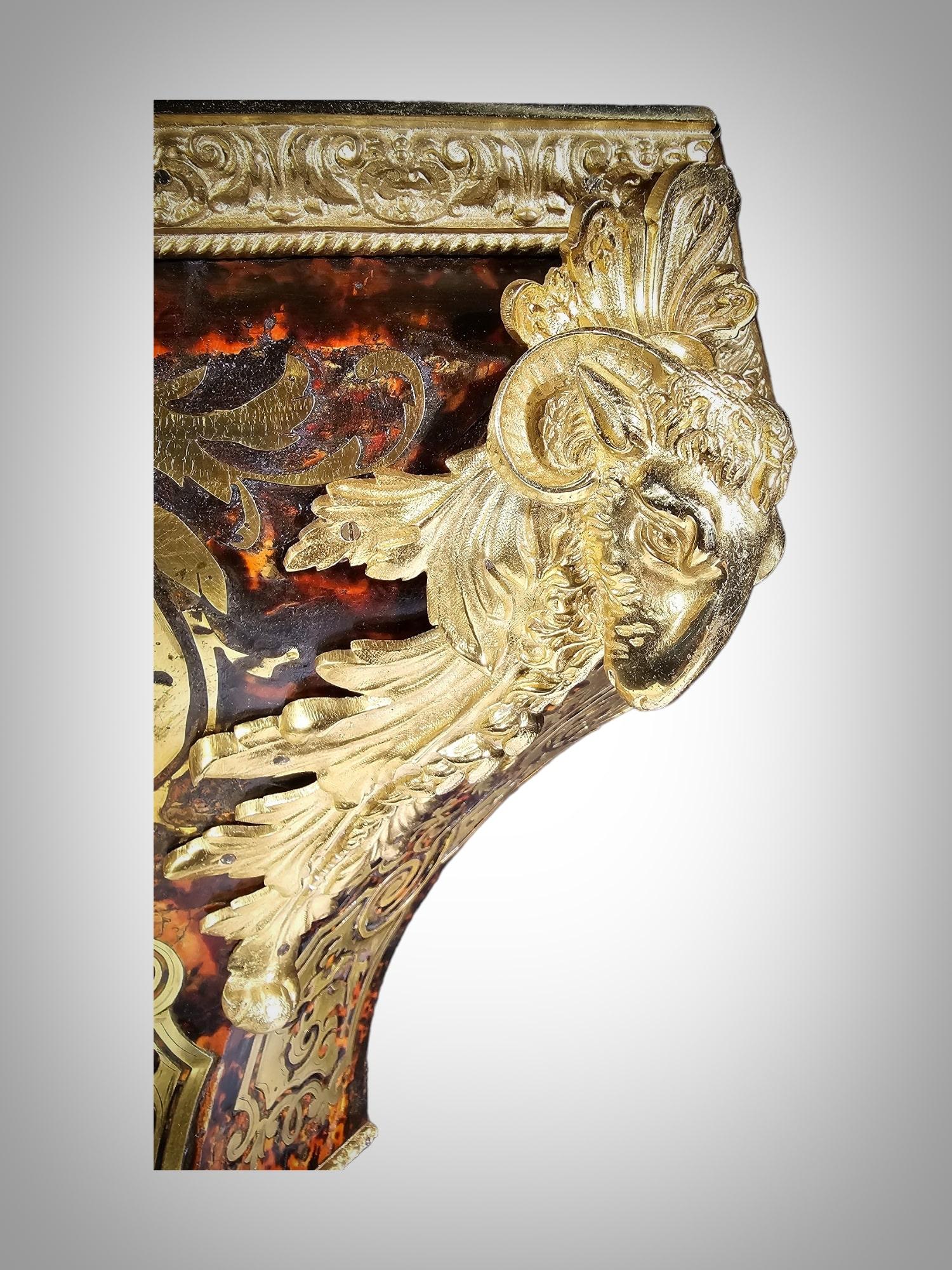 18th Century Wall Pedestal with Boulle Marquetry and Mercury Gilt Bronzes For Sale 9