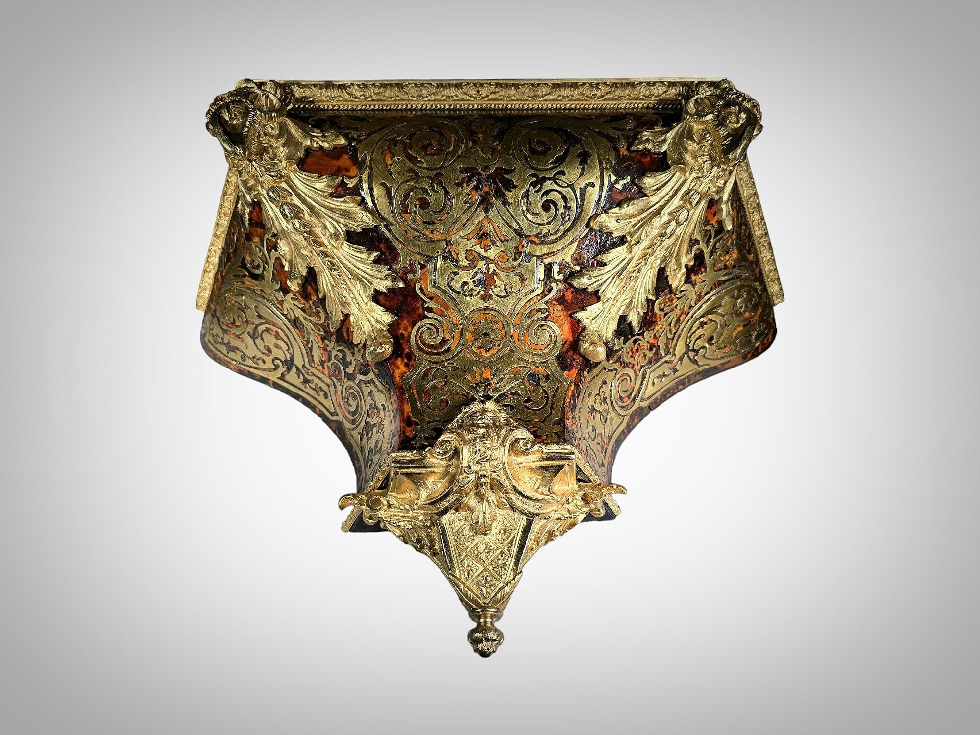 18th Century Wall Pedestal with Boulle Marquetry and Mercury Gilt Bronzes For Sale 10