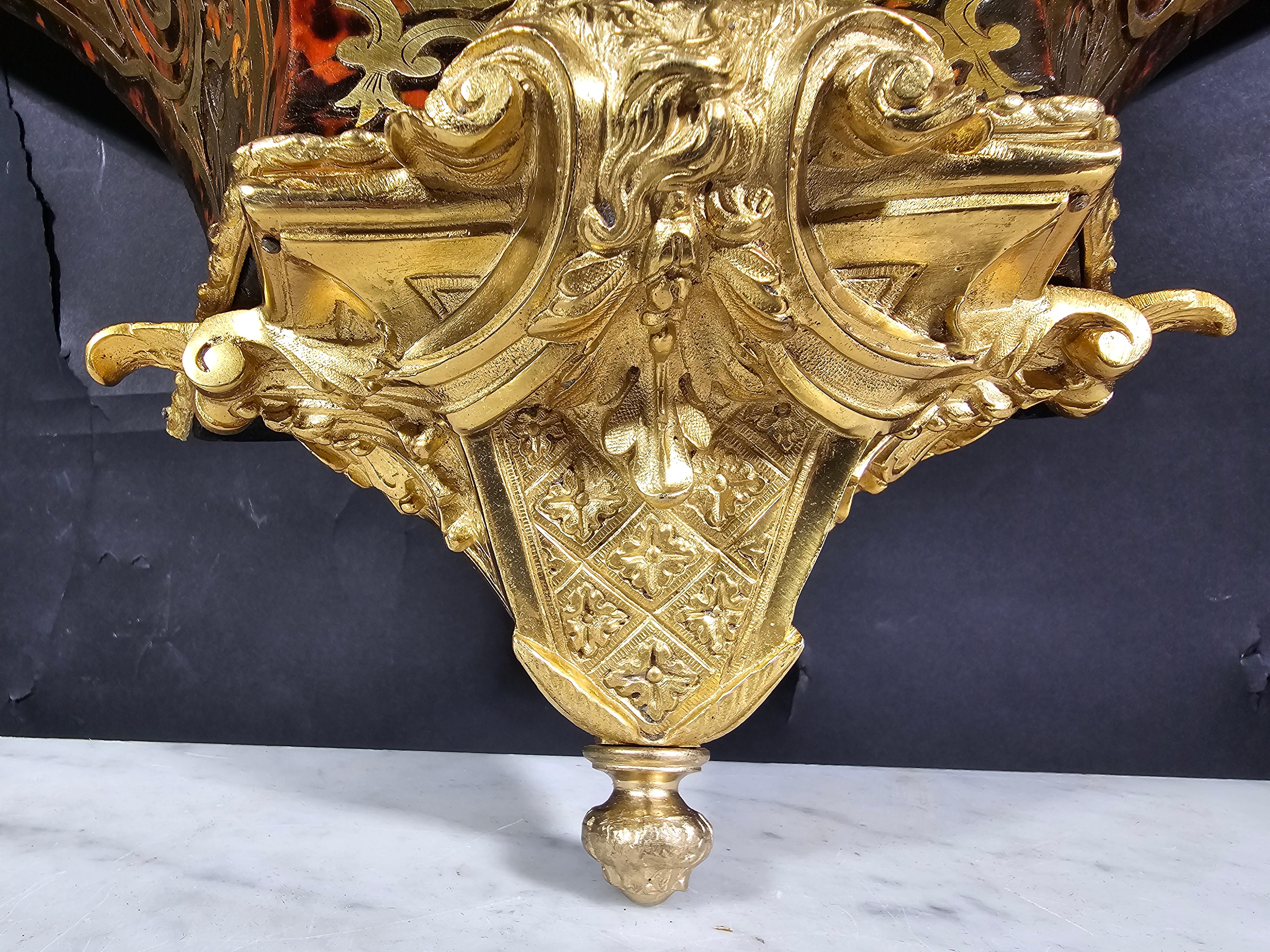Mid-18th Century 18th Century Wall Pedestal with Boulle Marquetry and Mercury Gilt Bronzes For Sale