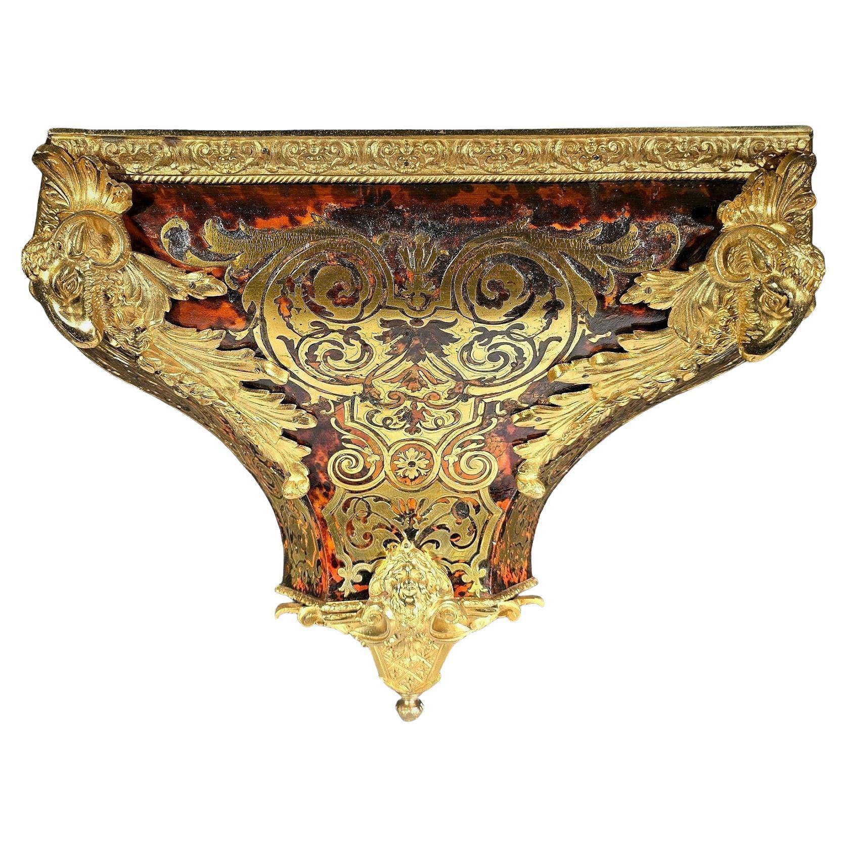18th Century Wall Pedestal with Boulle Marquetry and Mercury Gilt Bronzes For Sale