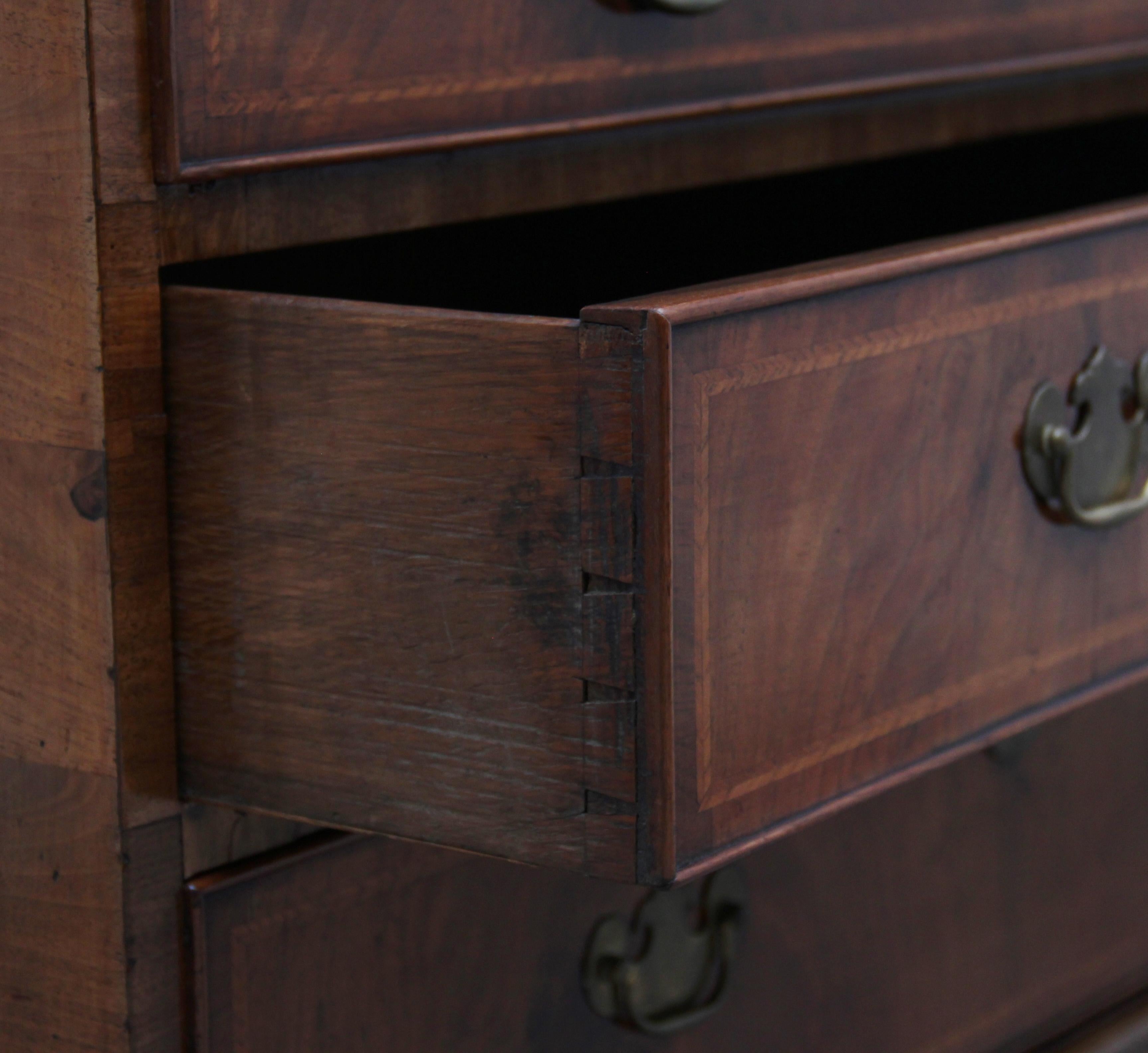 18th Century Walnut and Feather Banded Bureau 11