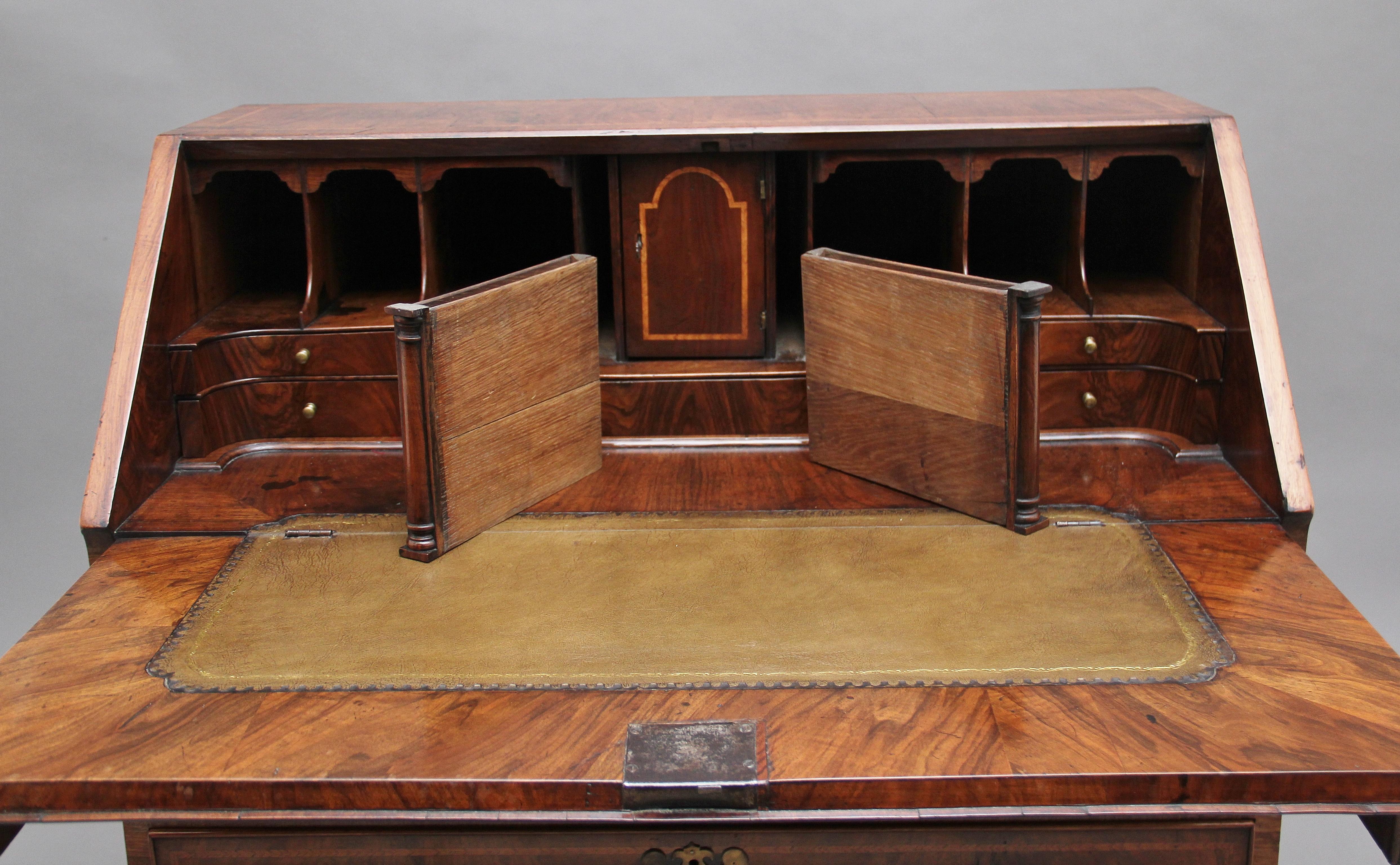18th Century Walnut and Feather Banded Bureau In Good Condition In Martlesham, GB