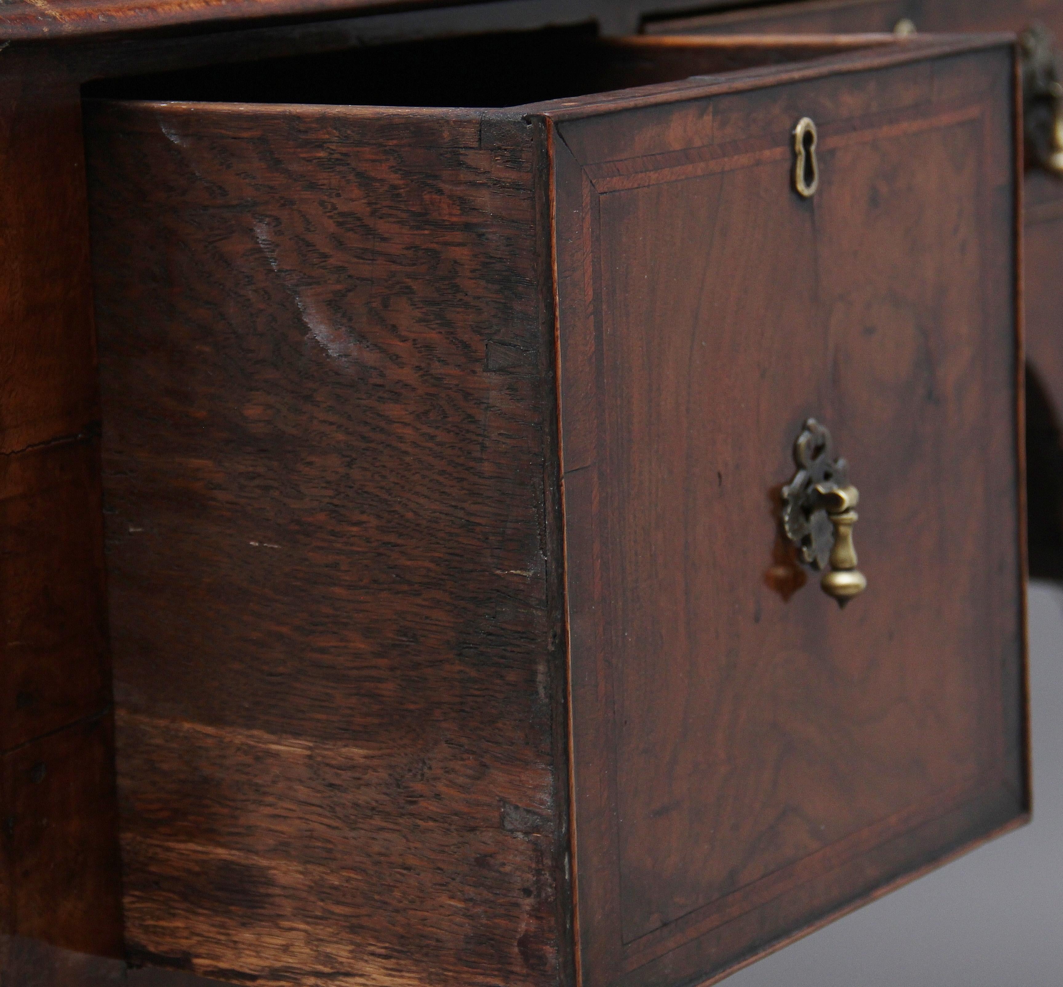 18th Century Walnut and Feather Banded Lowboy For Sale 4