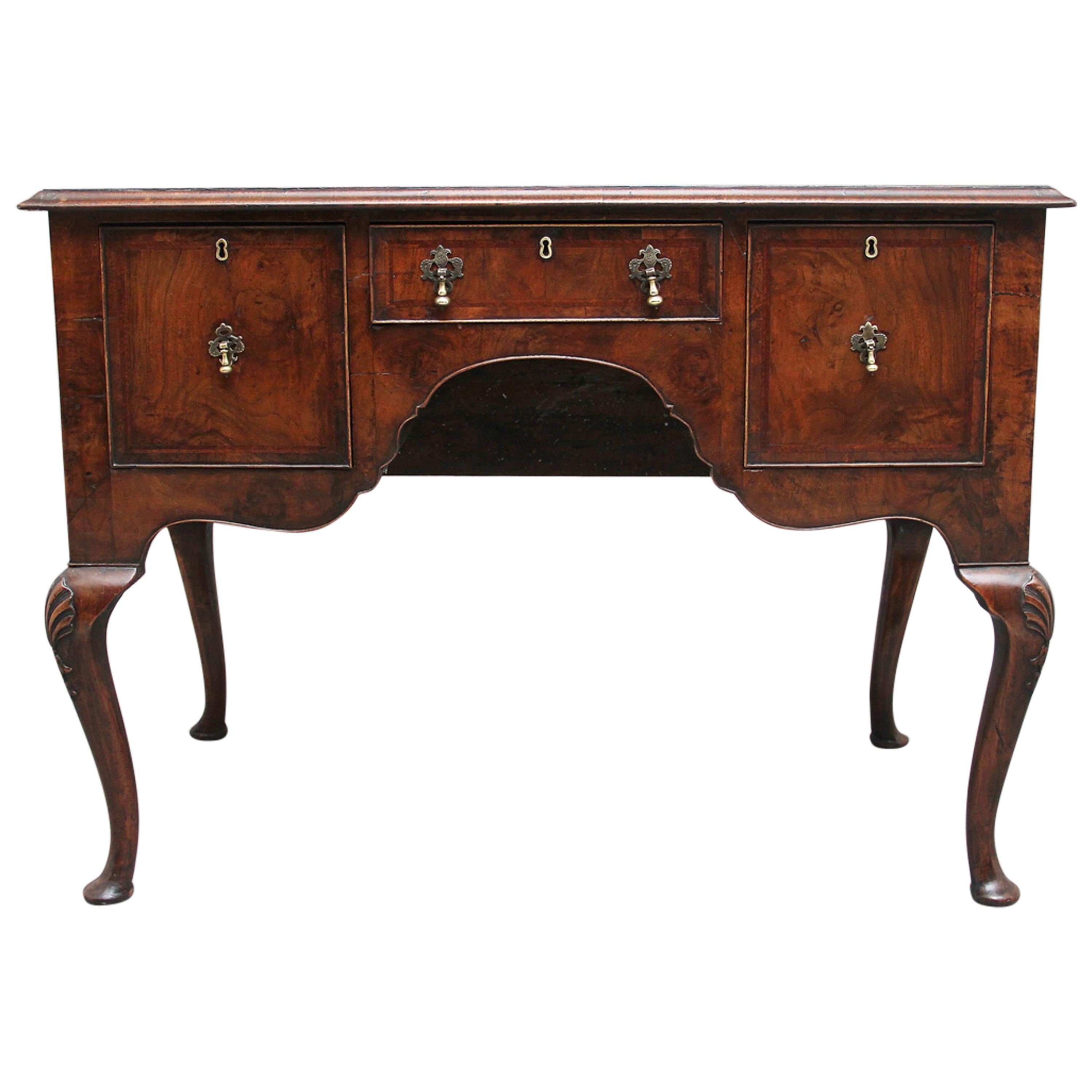 18th Century Walnut and Feather Banded Lowboy