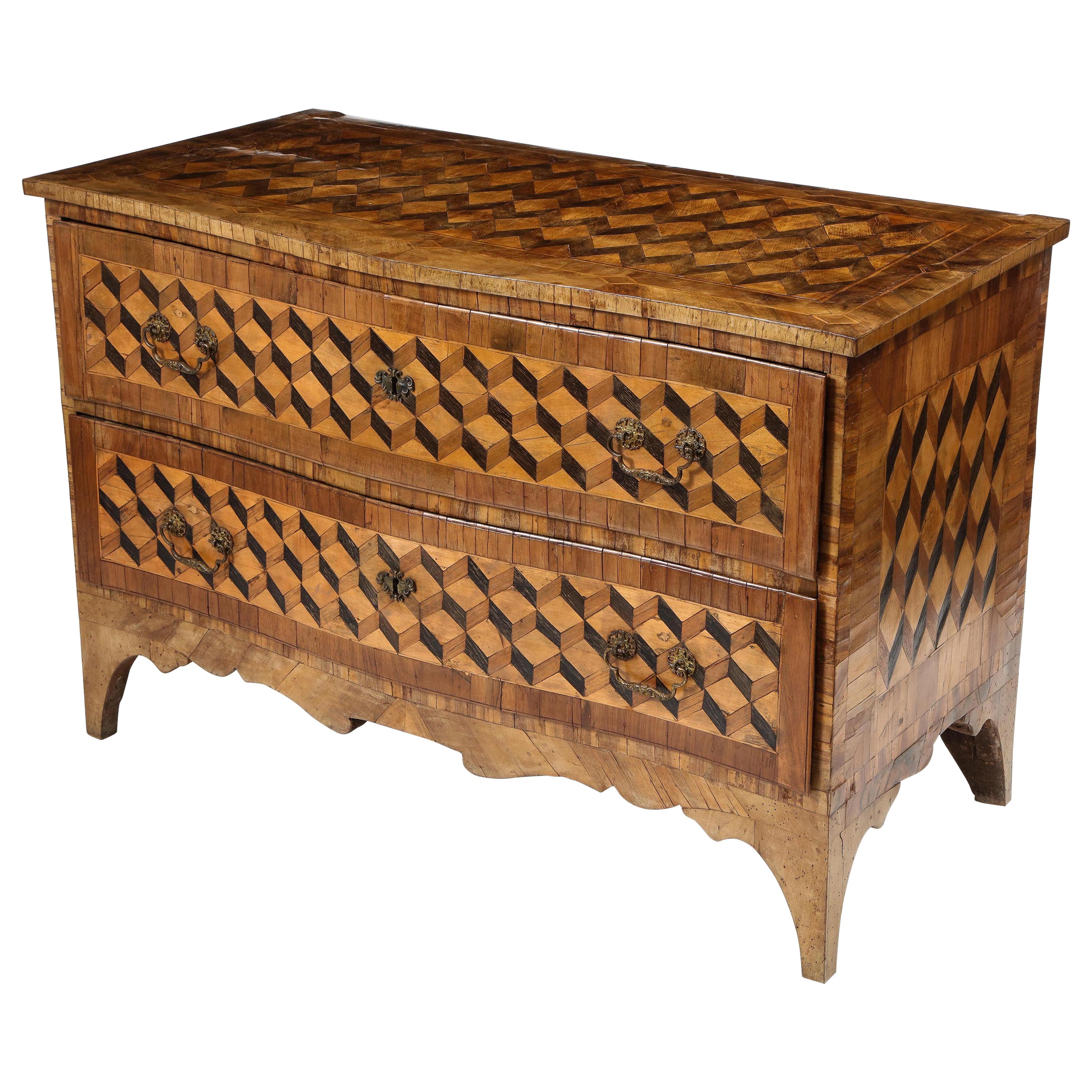 18th Century Walnut and Fruitwood Parquetry Commode