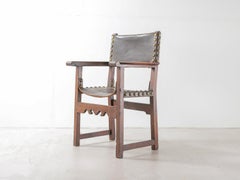 Spanish 18th Century Walnut and Leather Armchair