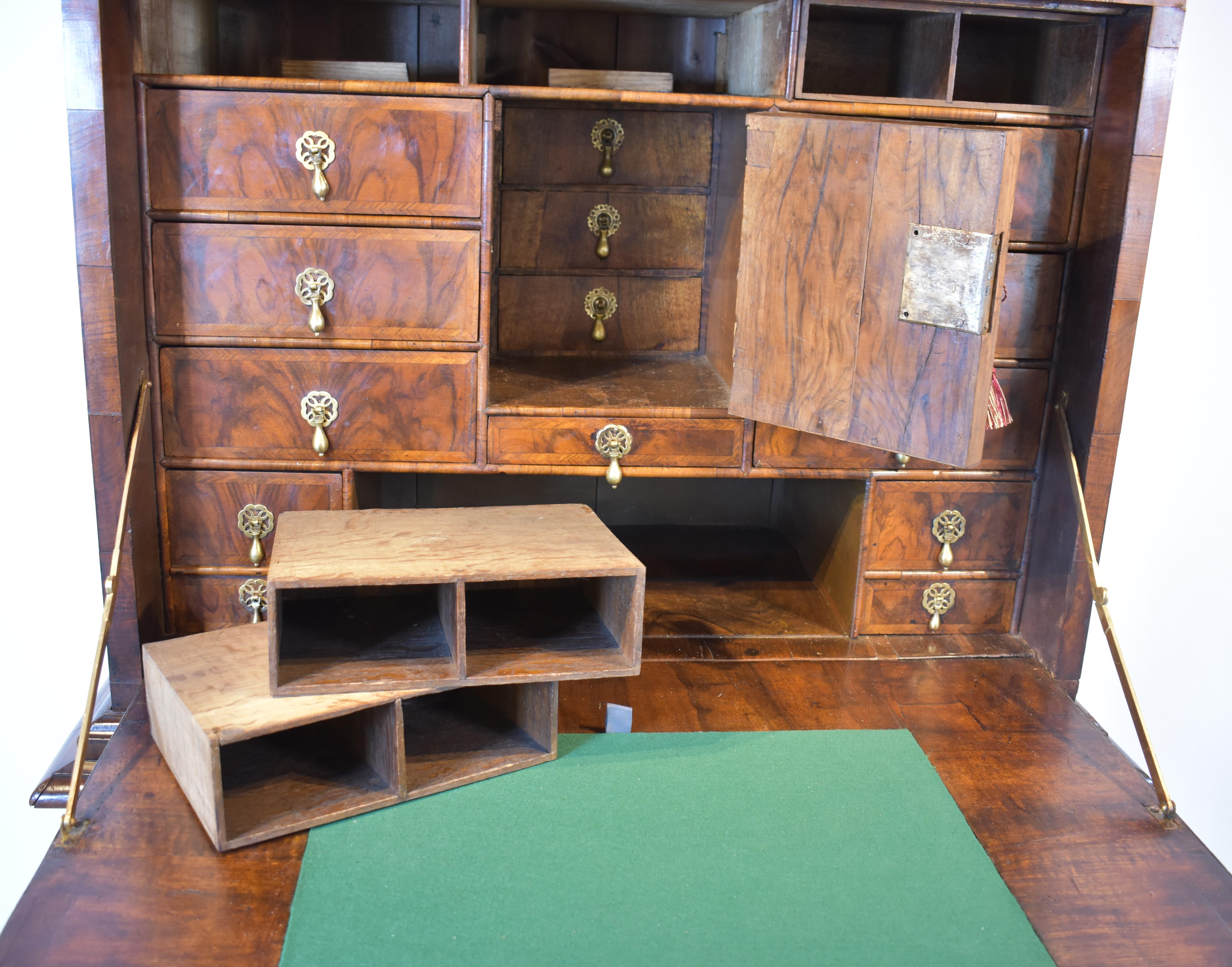 18th Century 18th century walnut and pollard oak seretaire abbatant For Sale