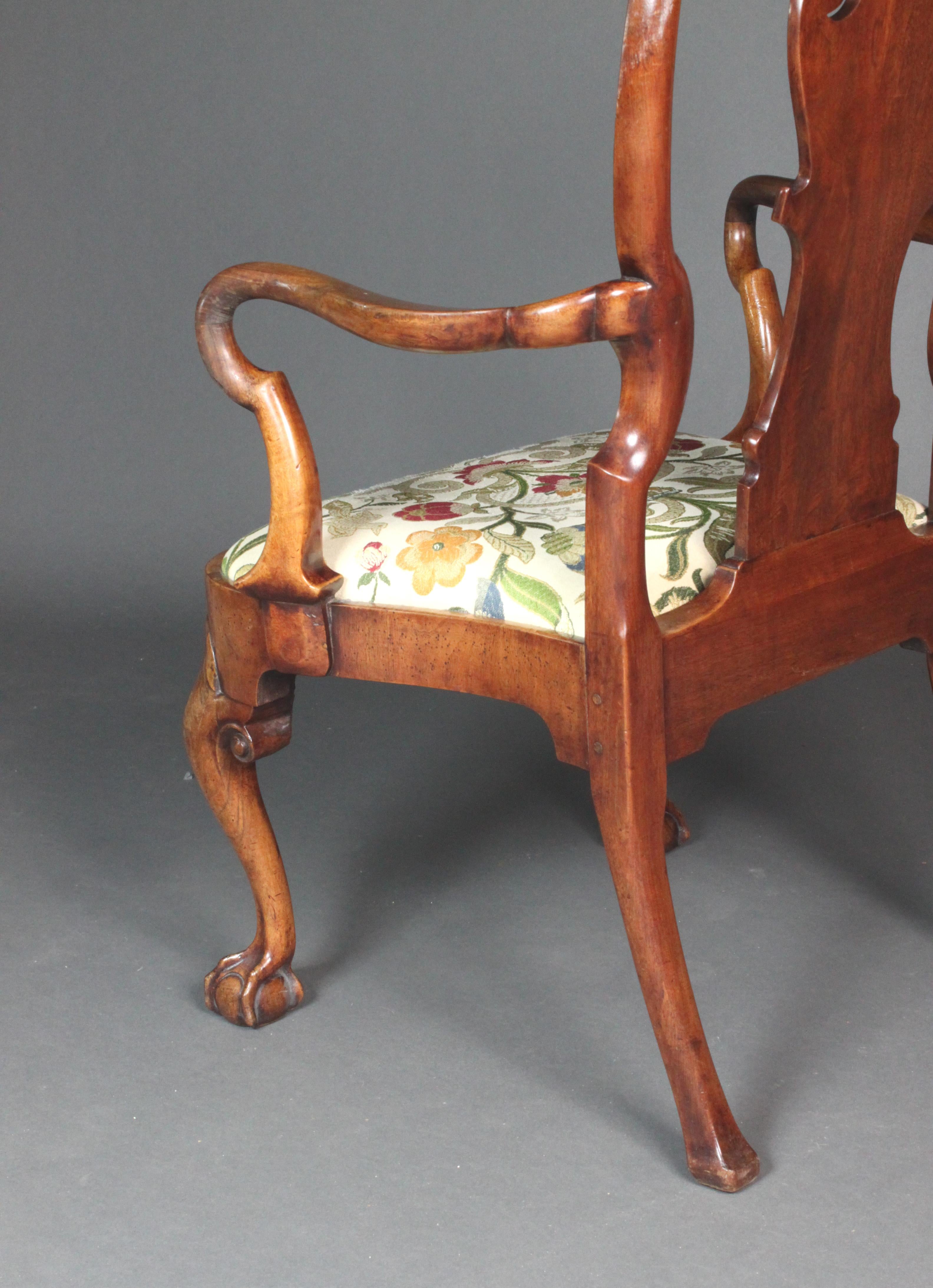 Veneer 18th Century Walnut Arm Chair