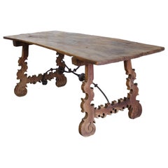 18th Century Walnut and Artistic Iron Refectory Table