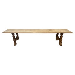 18th Century Walnut Bench with Back from Spain
