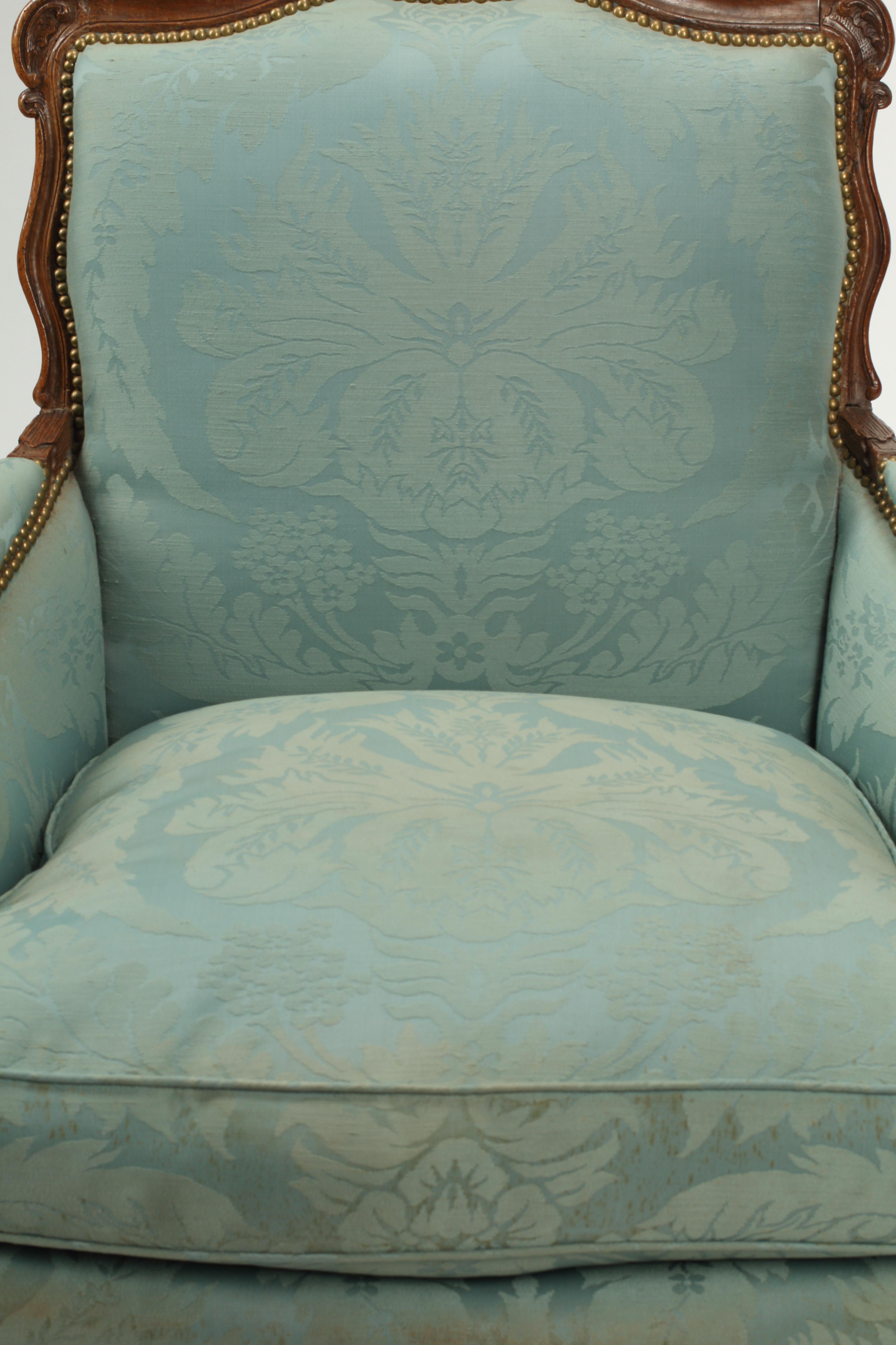 Upholstery 18th Century Walnut Bregere, Upholstered For Sale