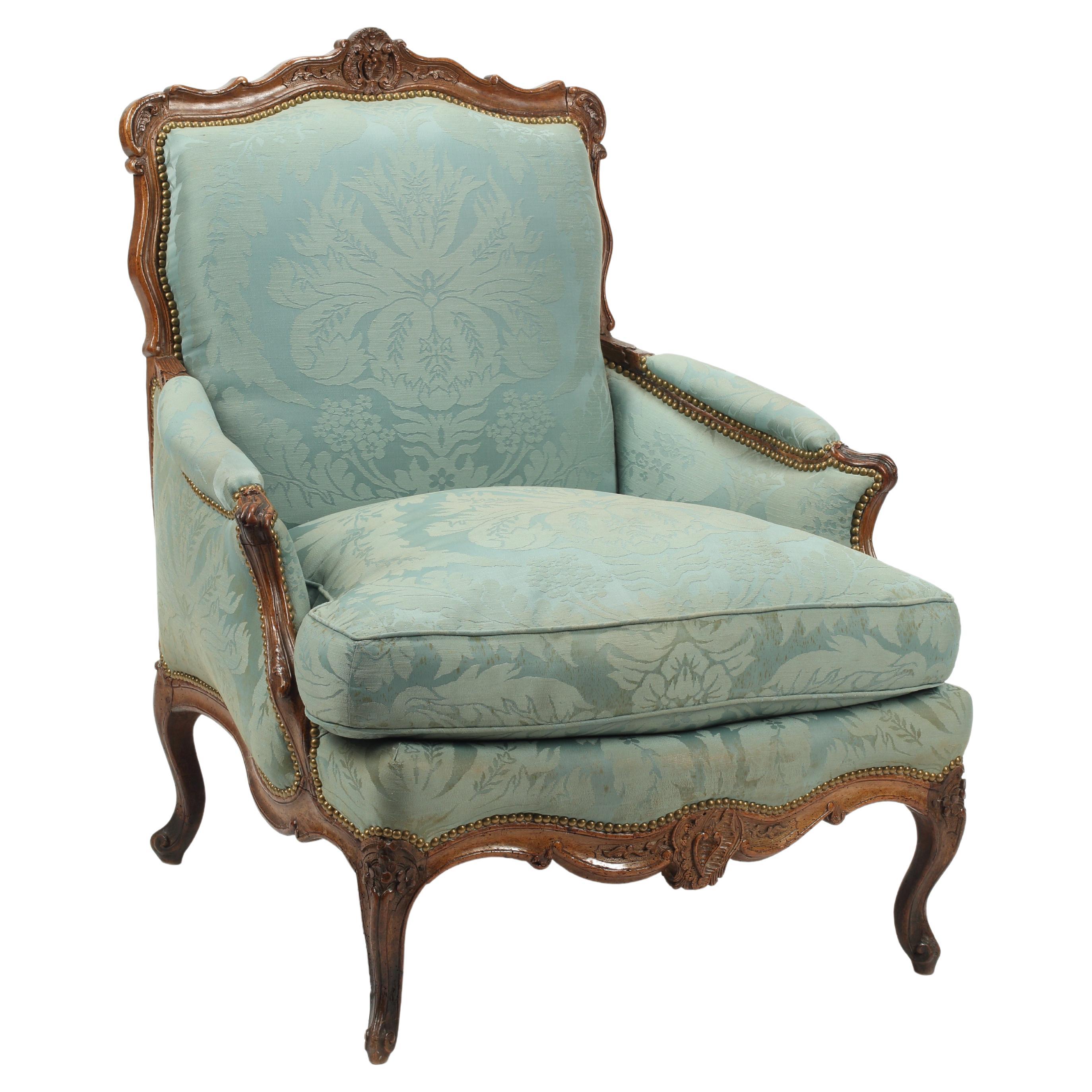 18th Century Walnut Bregere, Upholstered For Sale