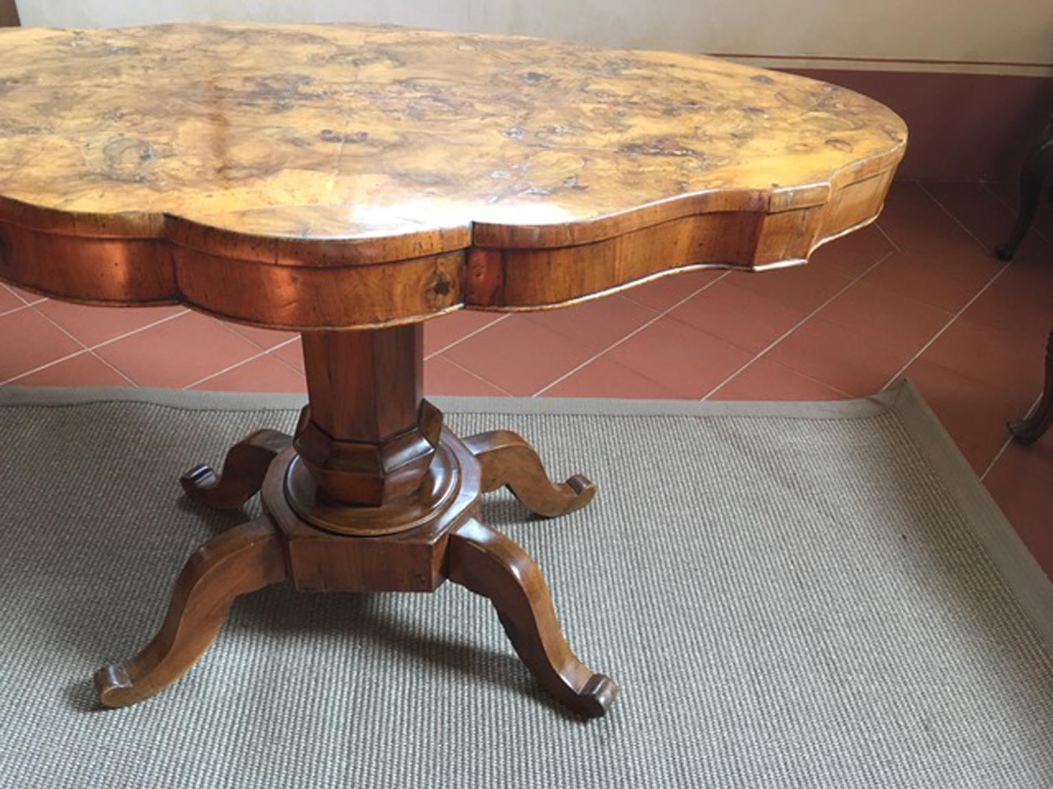 Italy 18th Century Regency Walnut Briar Root Oval Table For Sale 5