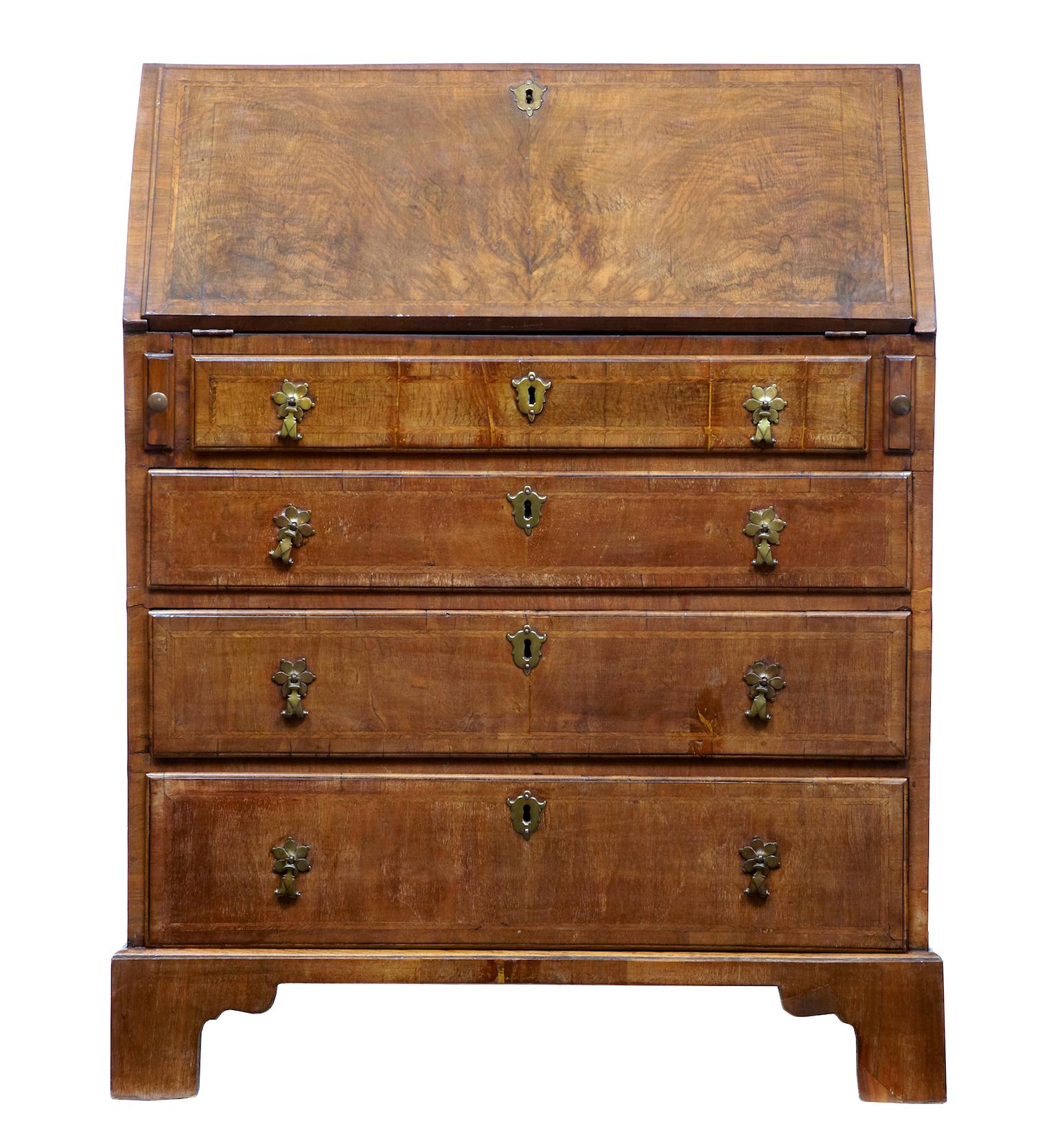 Queen Anne 18th Century Walnut Bureau of Small Proportions
