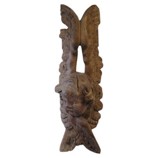 18th Century Walnut Carving of an Angel, France For Sale