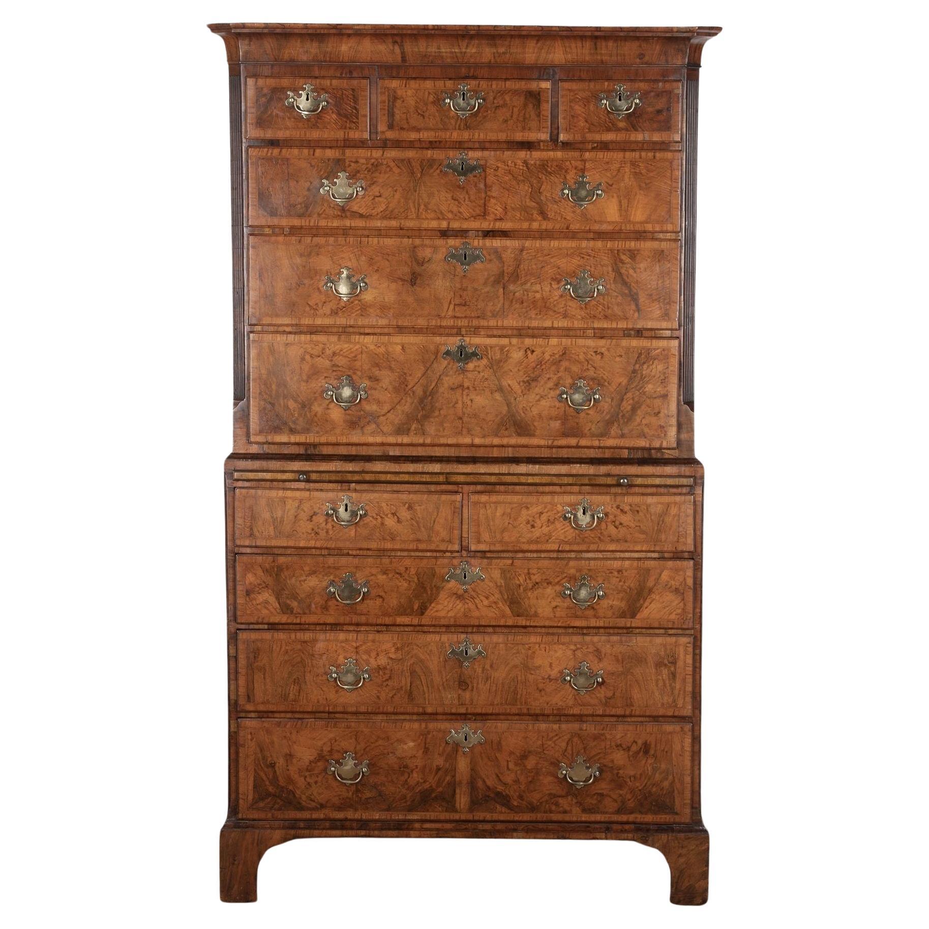 18th Century Walnut Chest on Chest For Sale