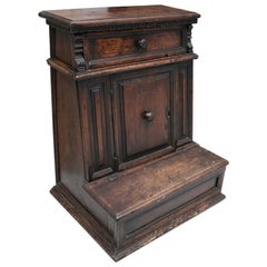 18th Century Walnut Church Kneeler with Door and One Drawer