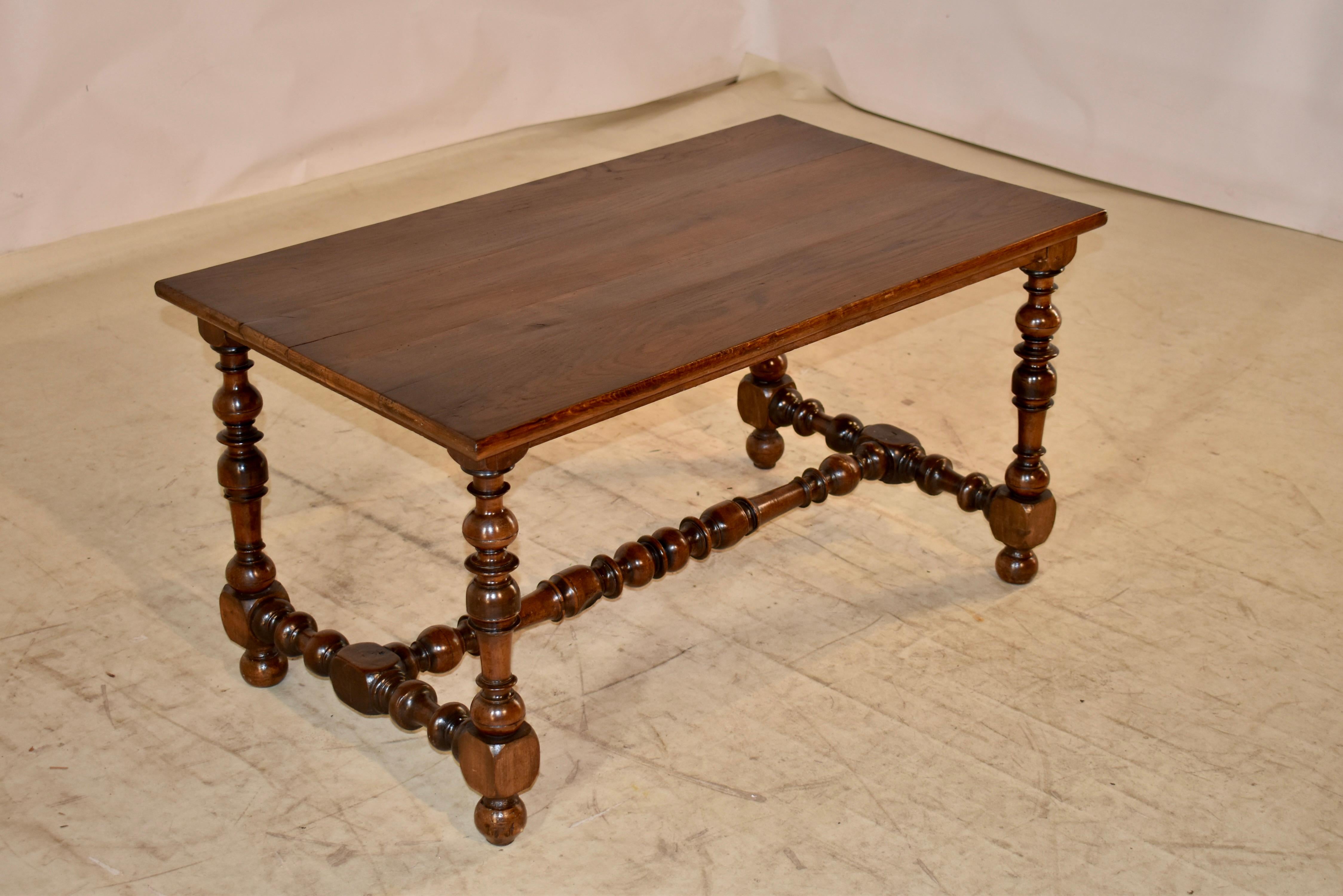French 18th Century Walnut Coffee Table with Later Top For Sale