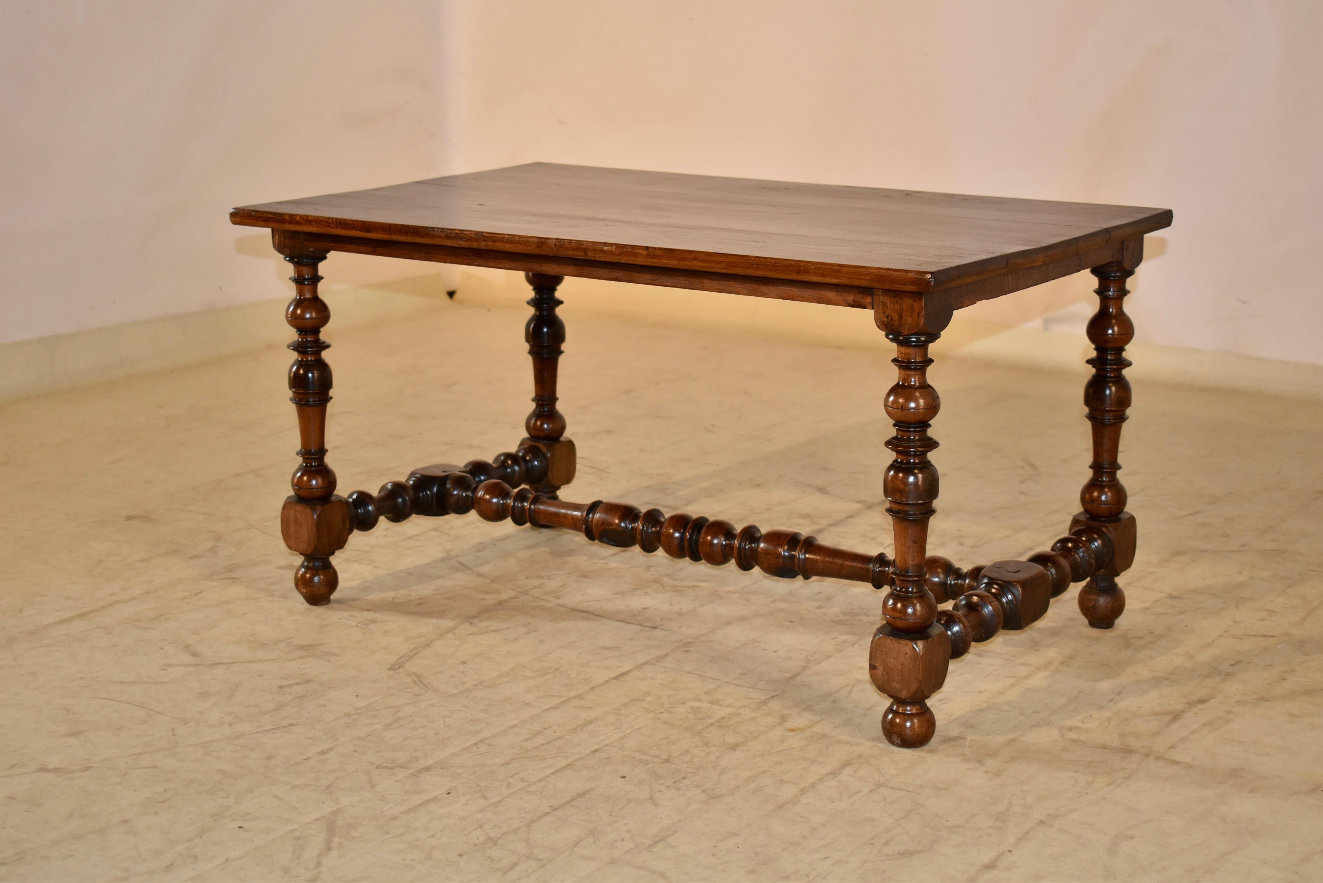 Turned 18th Century Walnut Coffee Table with Later Top For Sale