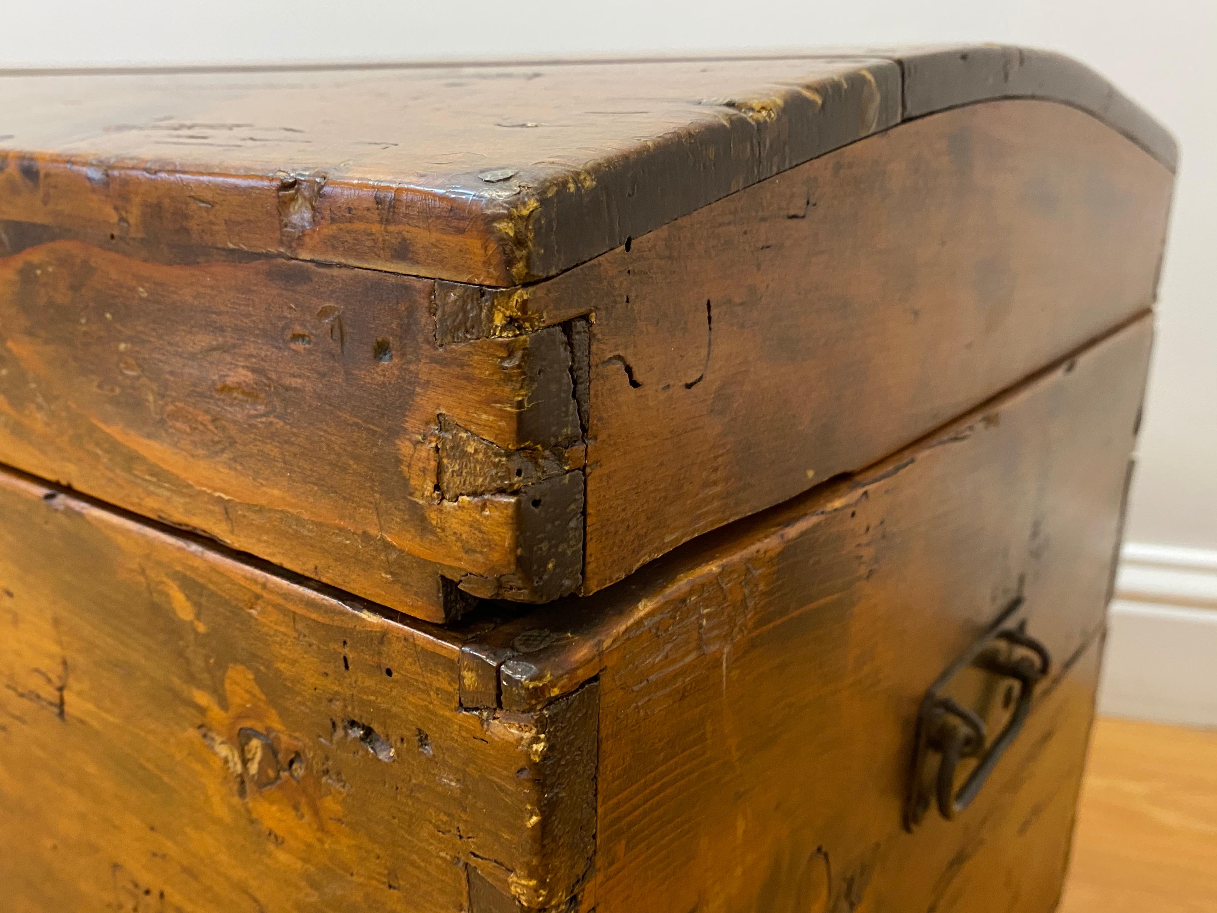 18th Century Walnut Dome Top Peasants Trunk For Sale 4