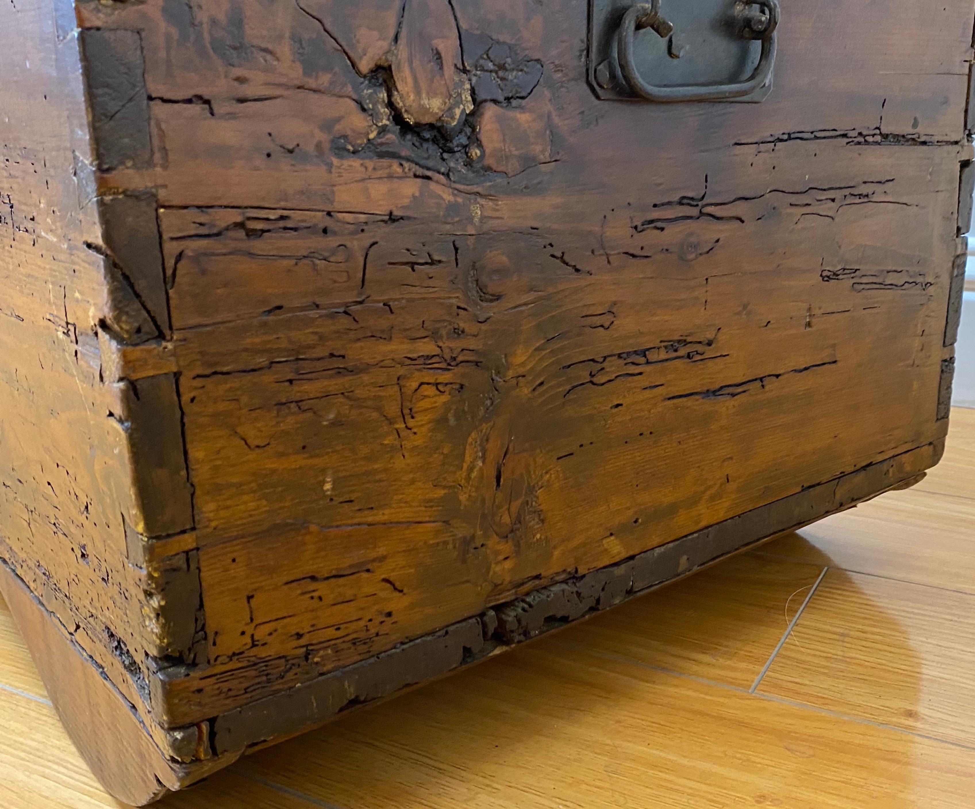 18th Century Walnut Dome Top Peasants Trunk For Sale 5