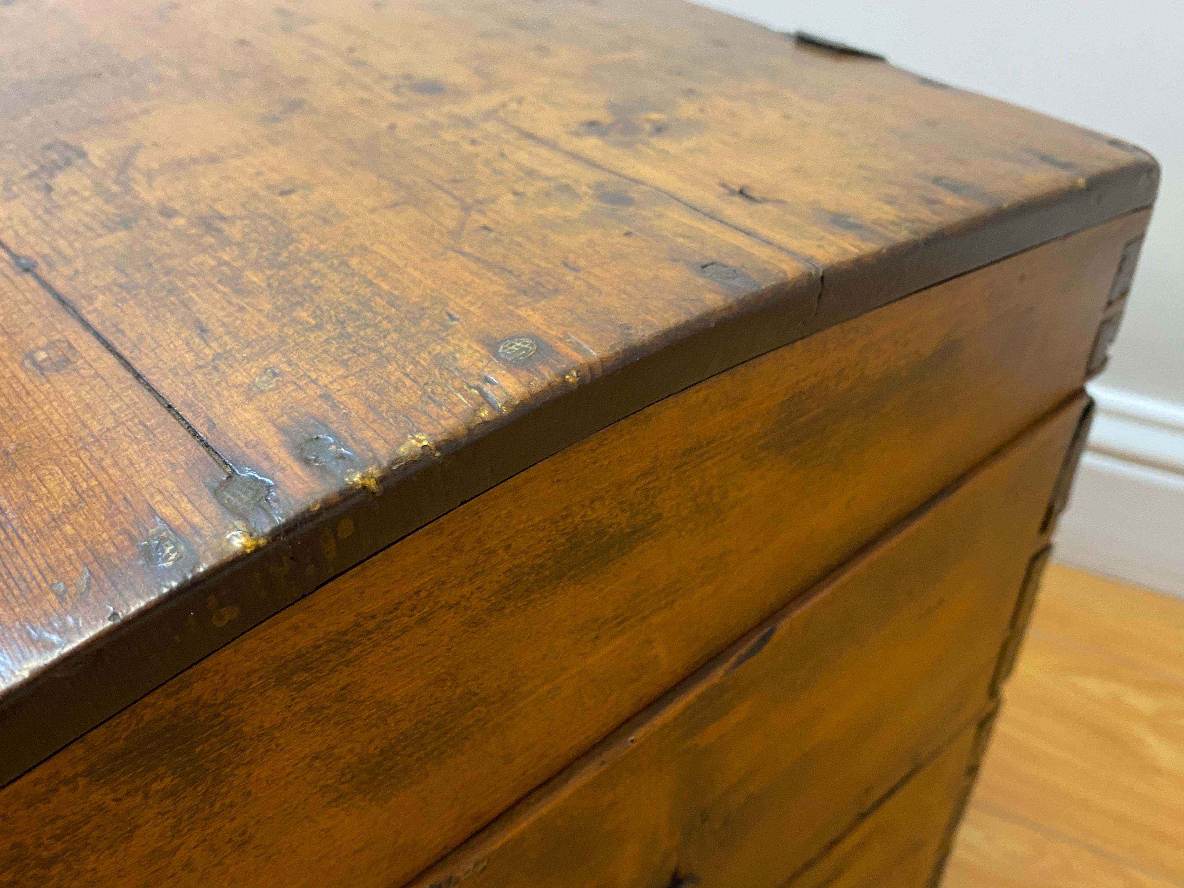 18th Century Walnut Dome Top Peasants Trunk For Sale 6