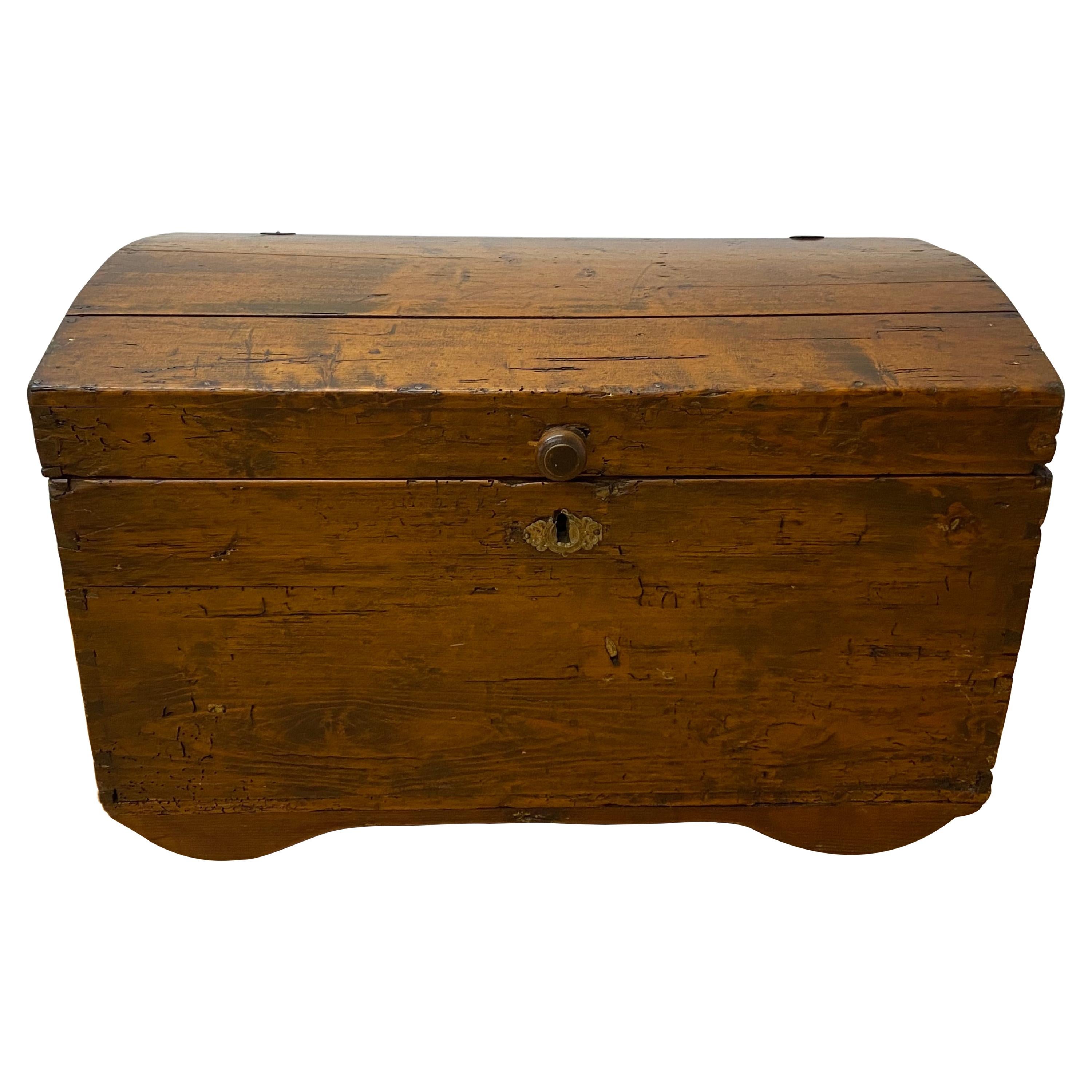 18th Century Walnut Dome Top Peasants Trunk For Sale