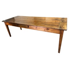 18th Century Walnut/Fruitwood Farmhouse Table With Two Drawers And Tapered Legs