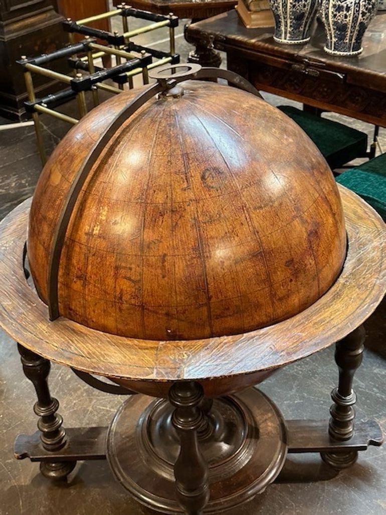 Italian 18th Century Walnut Floor Globe from Tuscany For Sale