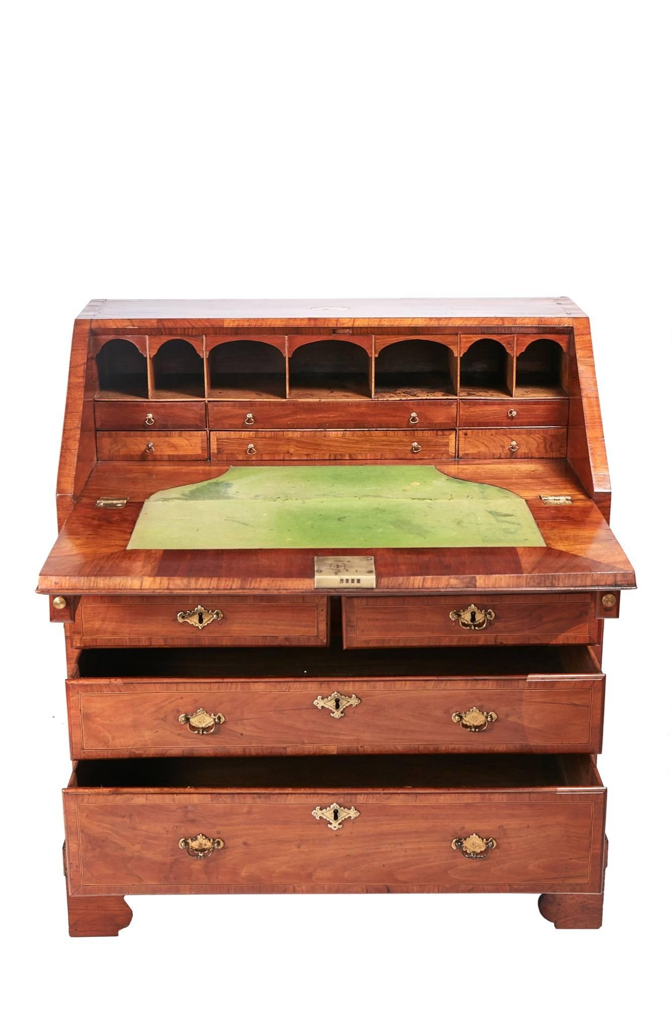 Georgian 18th Century Walnut Inlaid Bureau