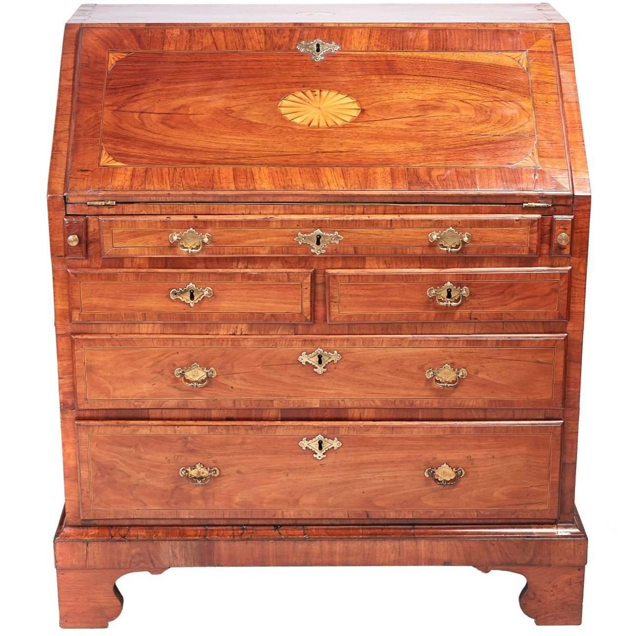 18th Century Walnut Inlaid Bureau