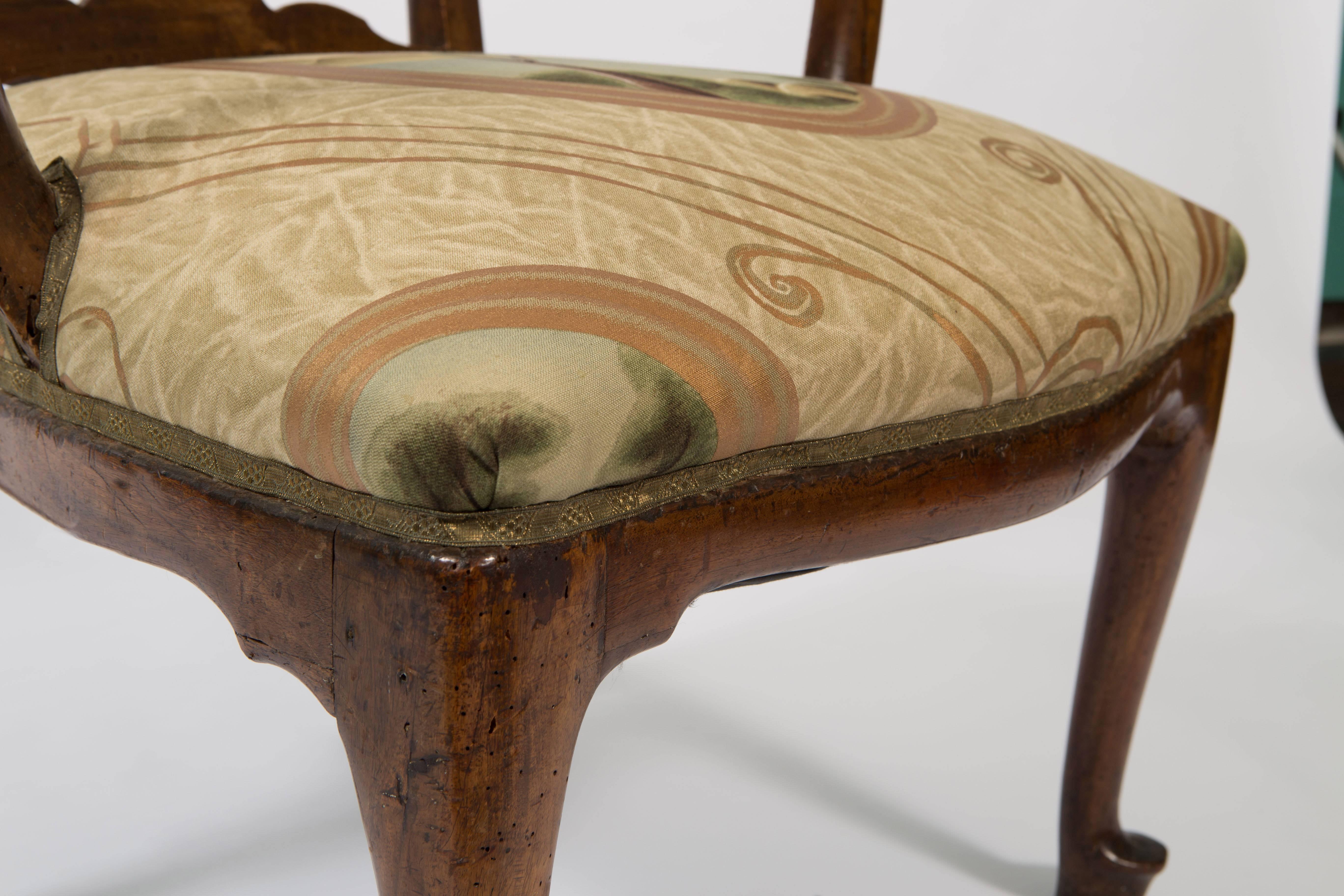 18th Century Walnut Italian Open Back Armchair For Sale 6