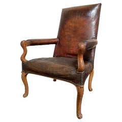 18th Century Walnut Leather Armchair
