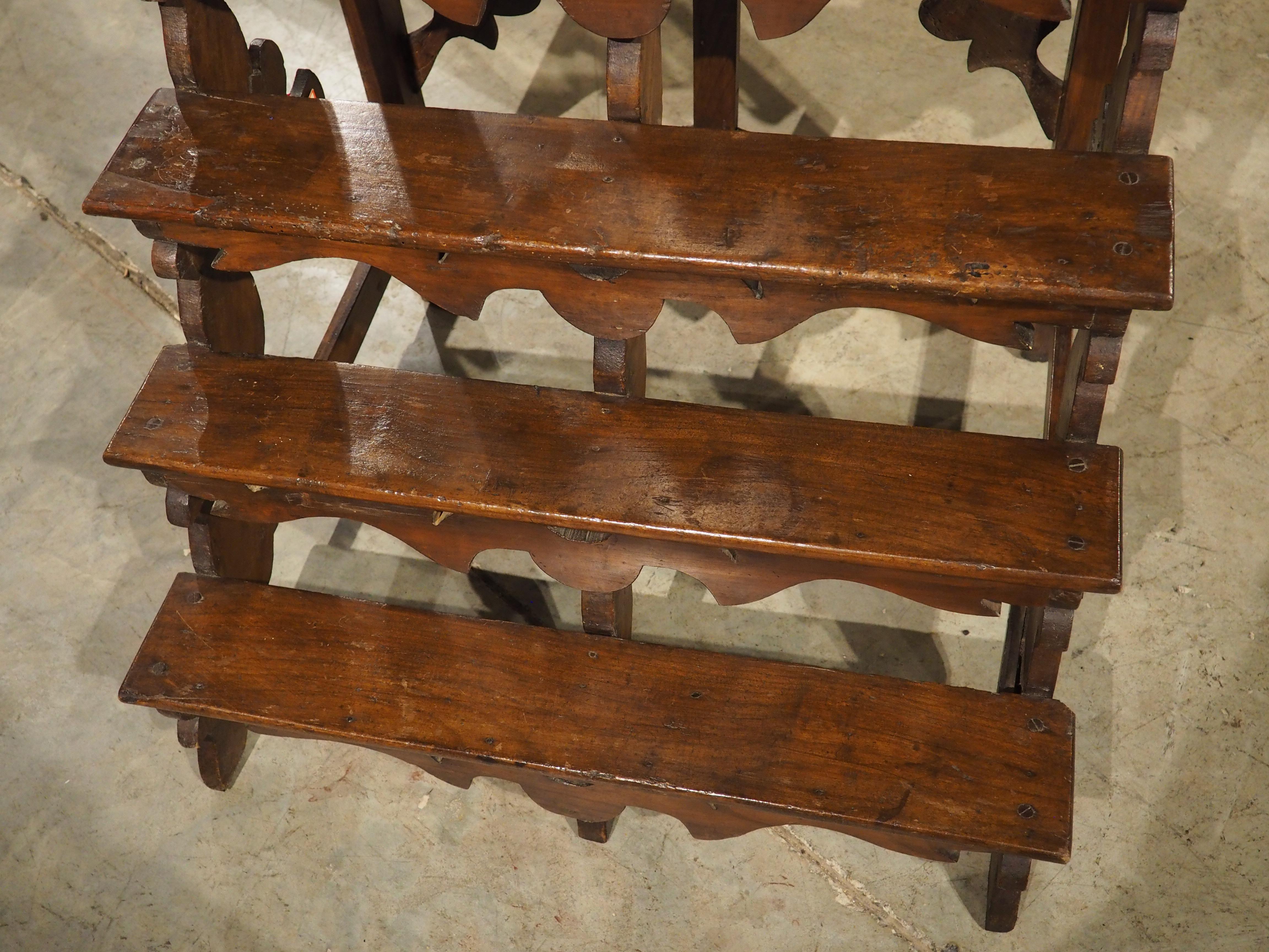 Fino al XVIII secolo Scala da biblioteca in noce del XVIII secolo proveniente dal Nord Italia in vendita