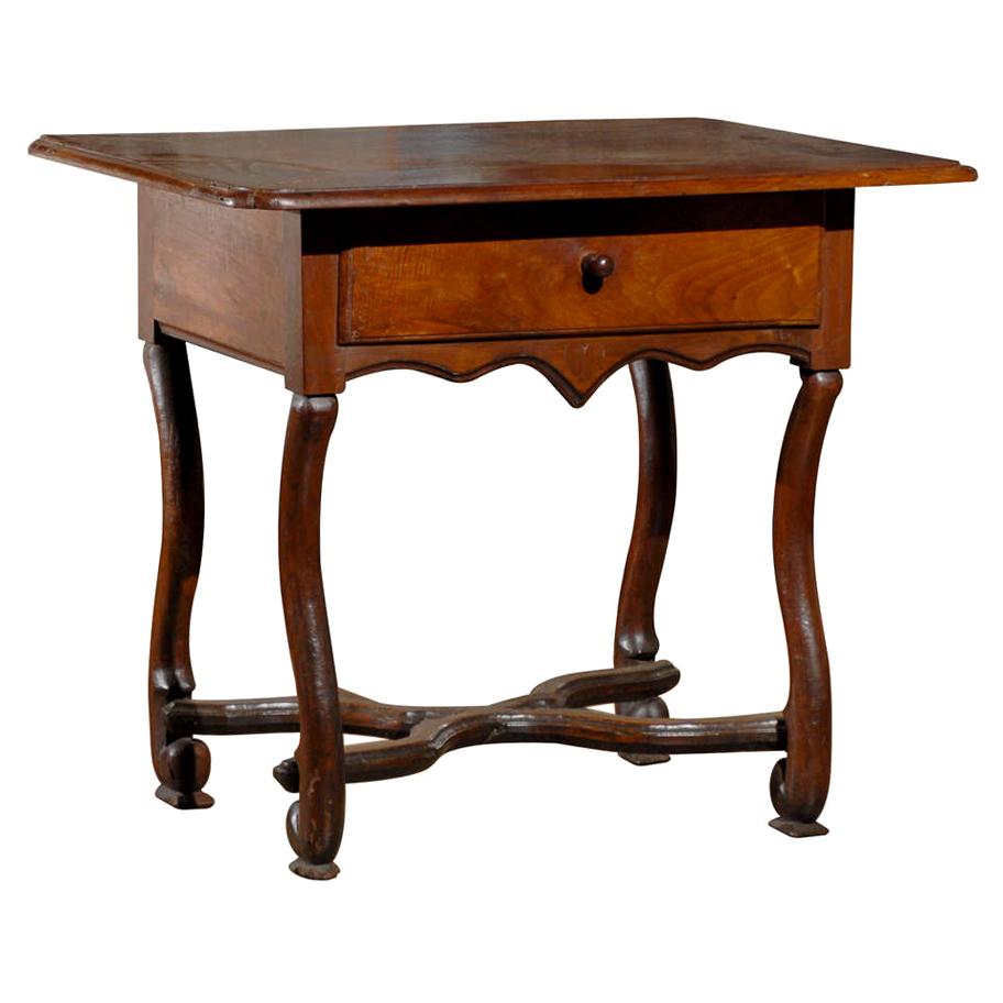 18th Century Walnut Louis XIV Antique Side Table with One-Drawer
