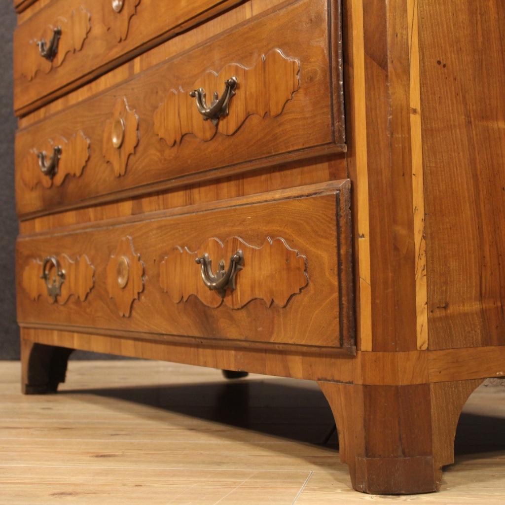 18th Century Walnut Maple and Fruitwood Italian Antique Commode, 1750 2