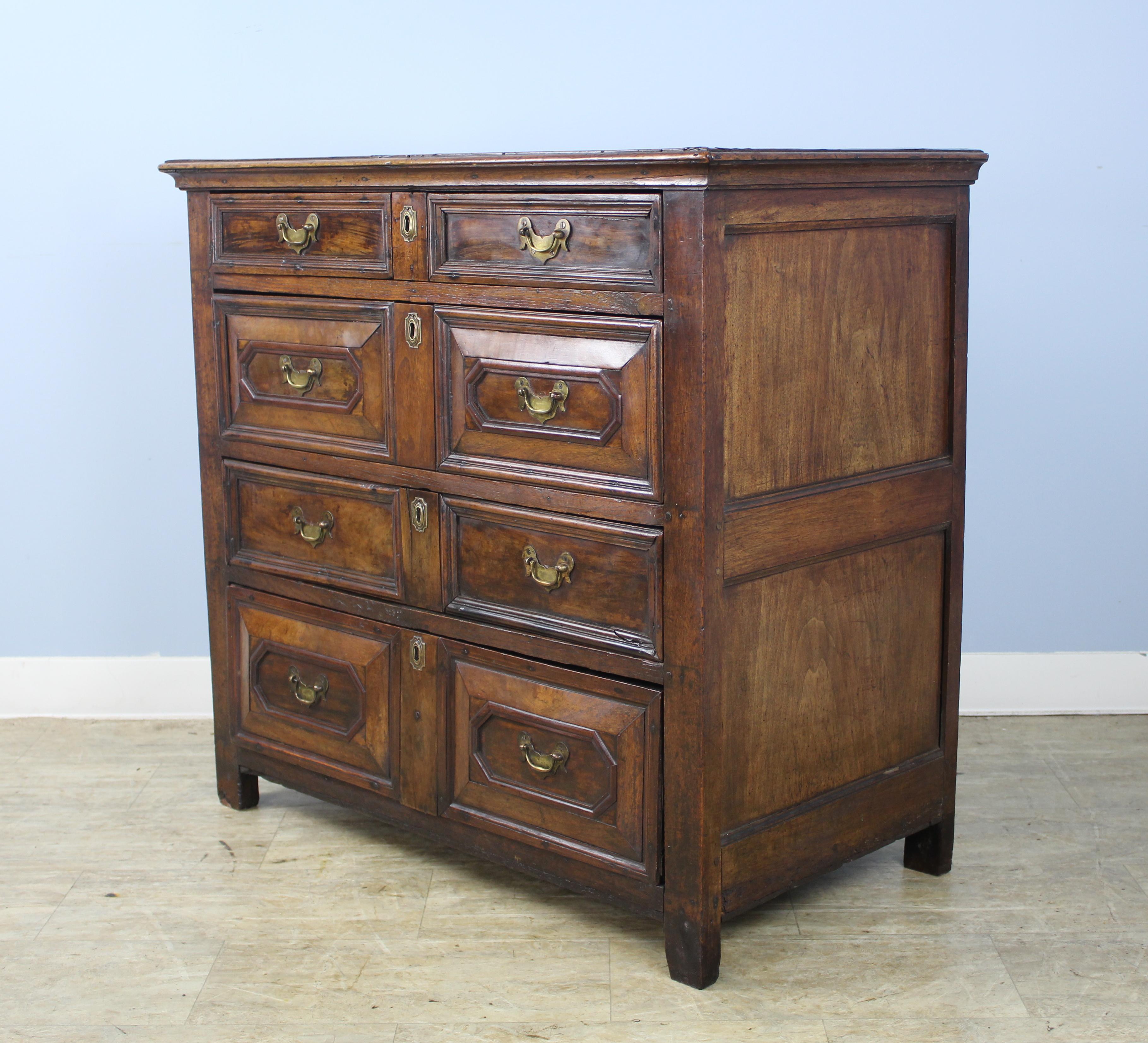 English 18th Century Walnut Moulded Chest of Drawers For Sale