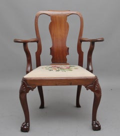 18th Century Walnut Open Armchair
