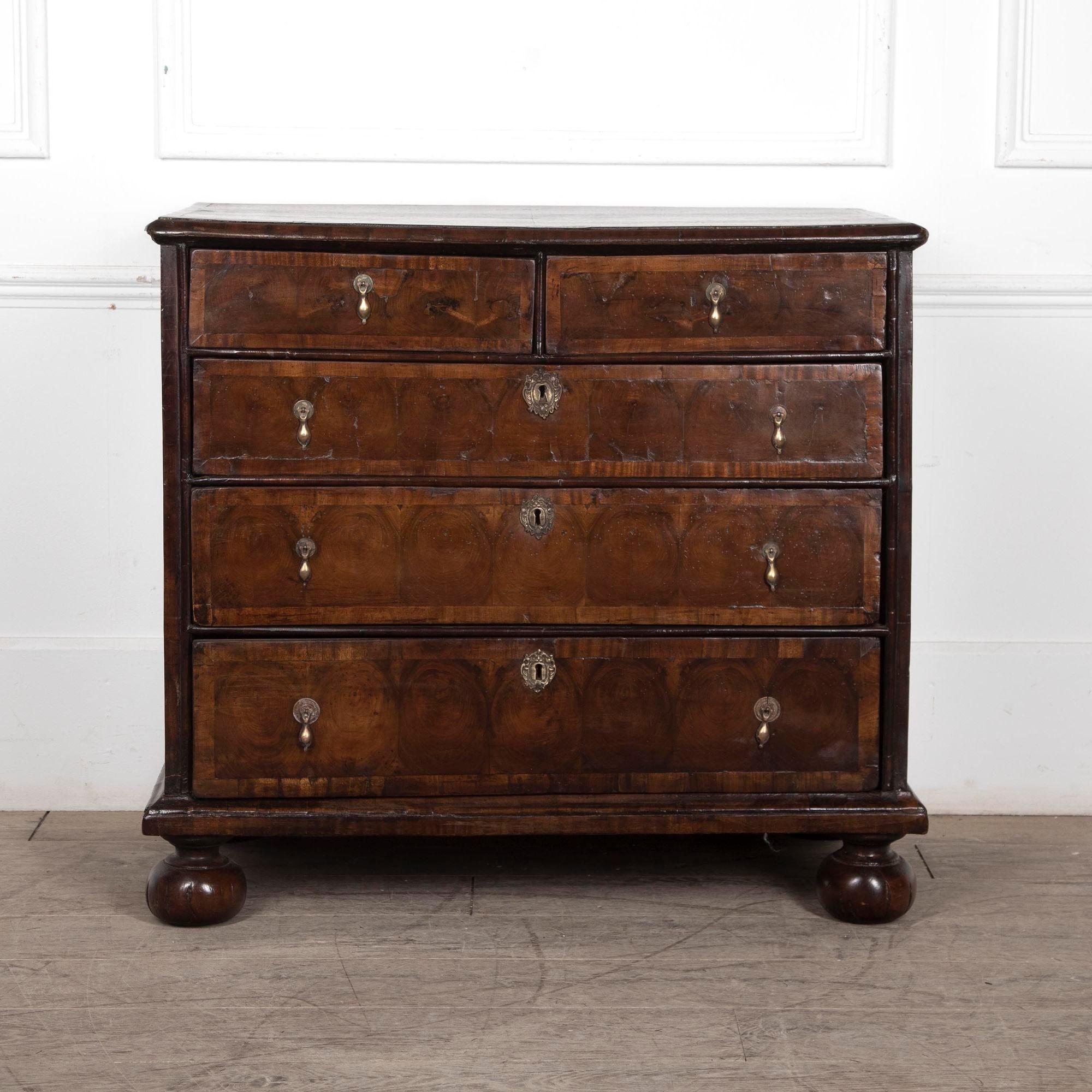 18th Century Walnut Oyster Chest of Drawers For Sale 2