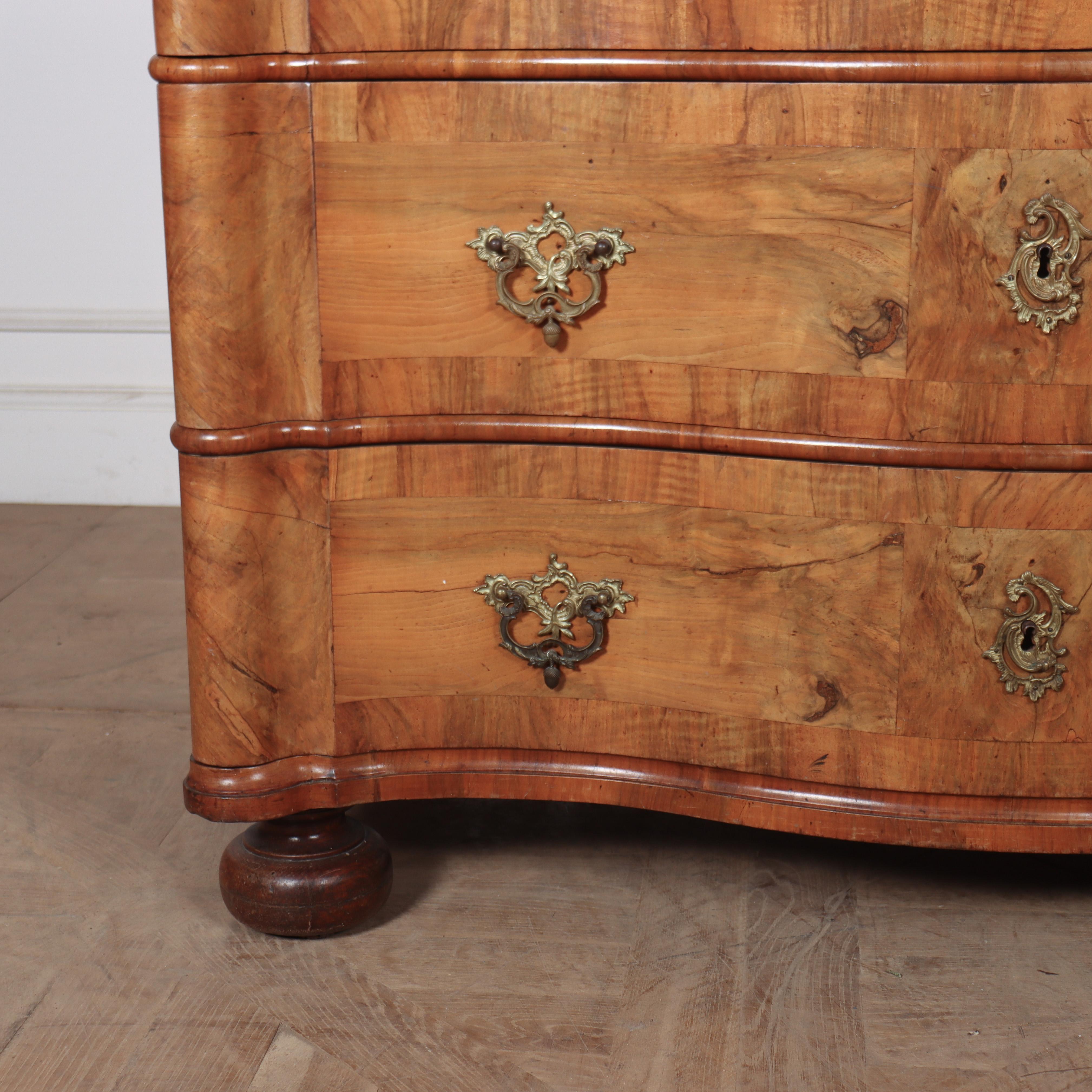 German 18th Century Walnut Serpentine Commode For Sale