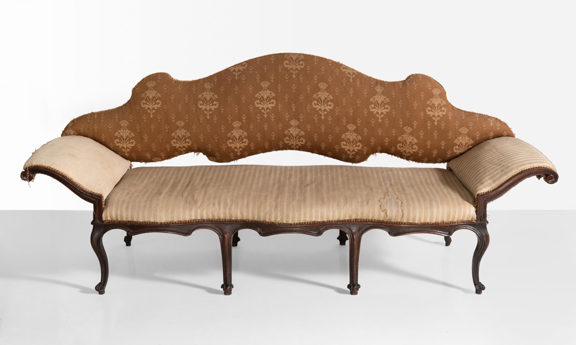 18th century walnut sofa, Italy, circa 1790

Wonderful and unique form with restored frame and original upholstery.