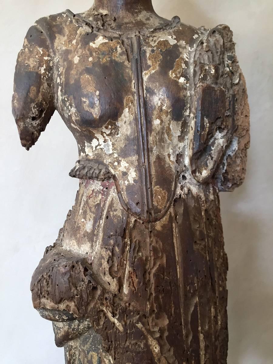 18th Century Walnut Statue of Minerva 5
