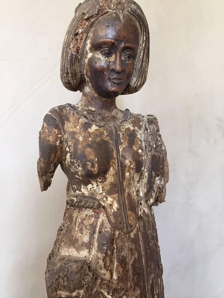 18th Century Walnut Statue of Minerva For Sale at 1stdibs