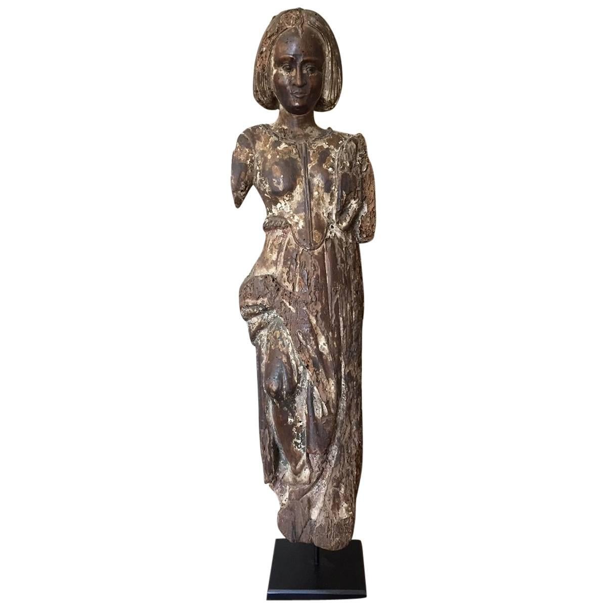 18th Century Walnut Statue of Minerva