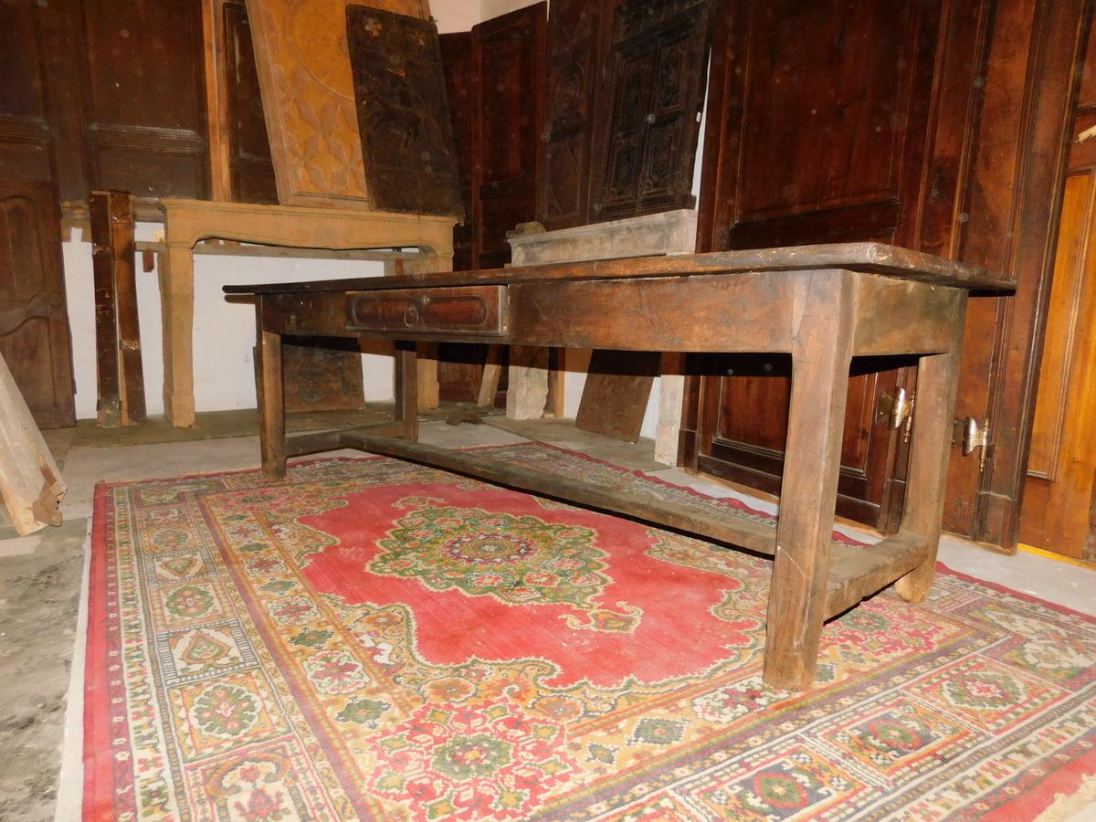 18th century walnut table with drawer, originally 